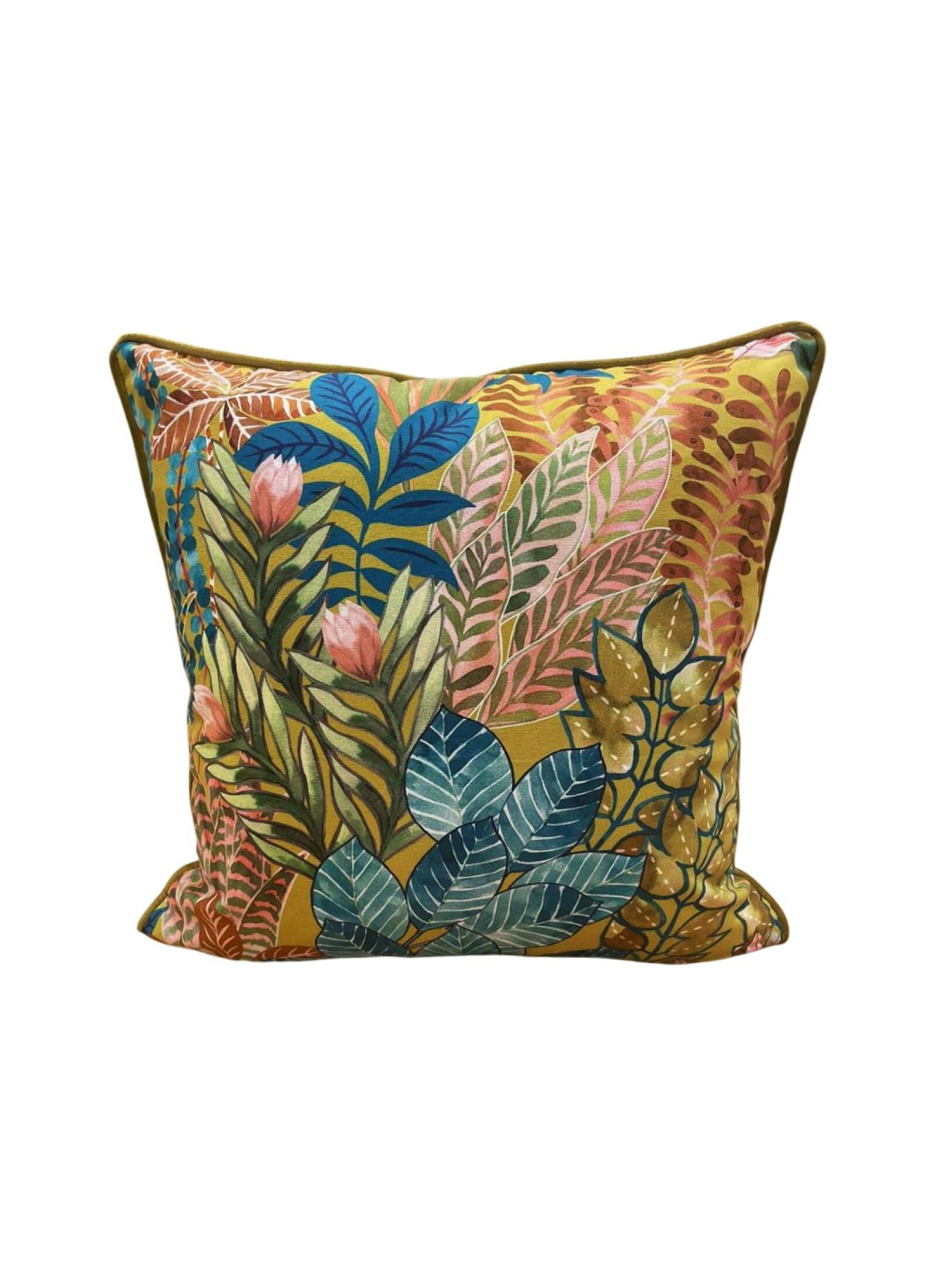 DECORATIVE CUSHION (50X50) LEAVES MUSTARD
