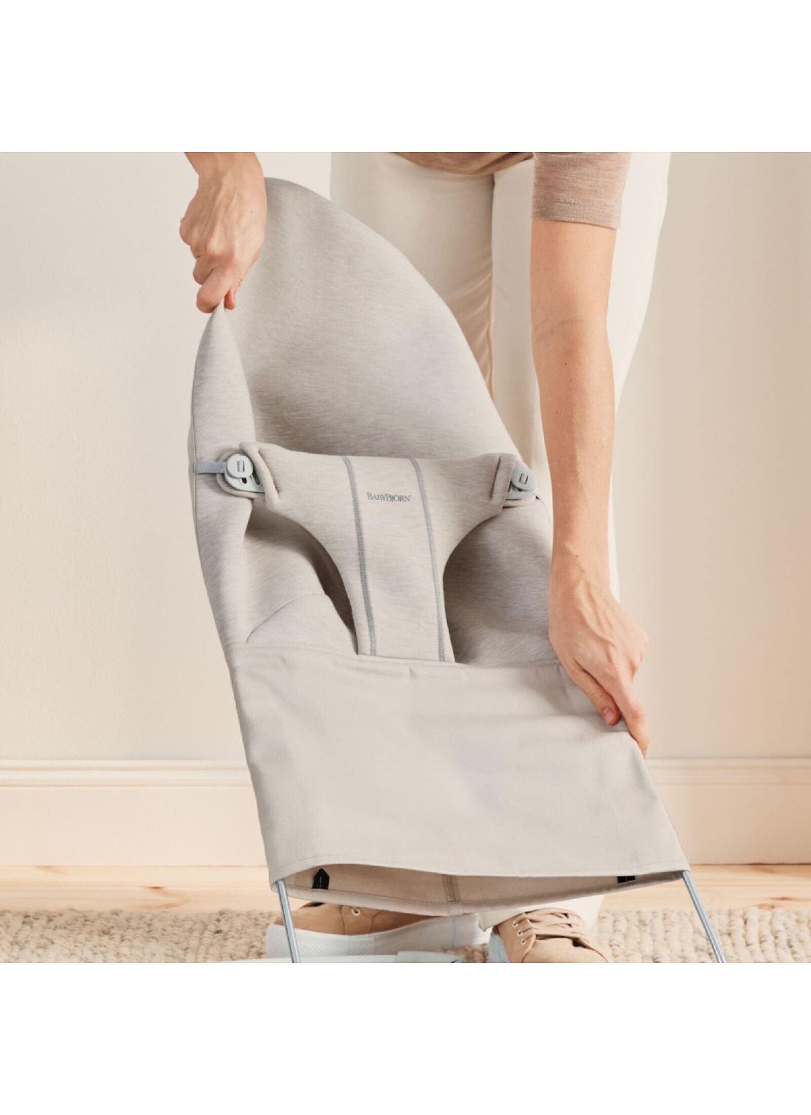 BABY BOUNCER BLISS 3D JERSEY SAND GREY