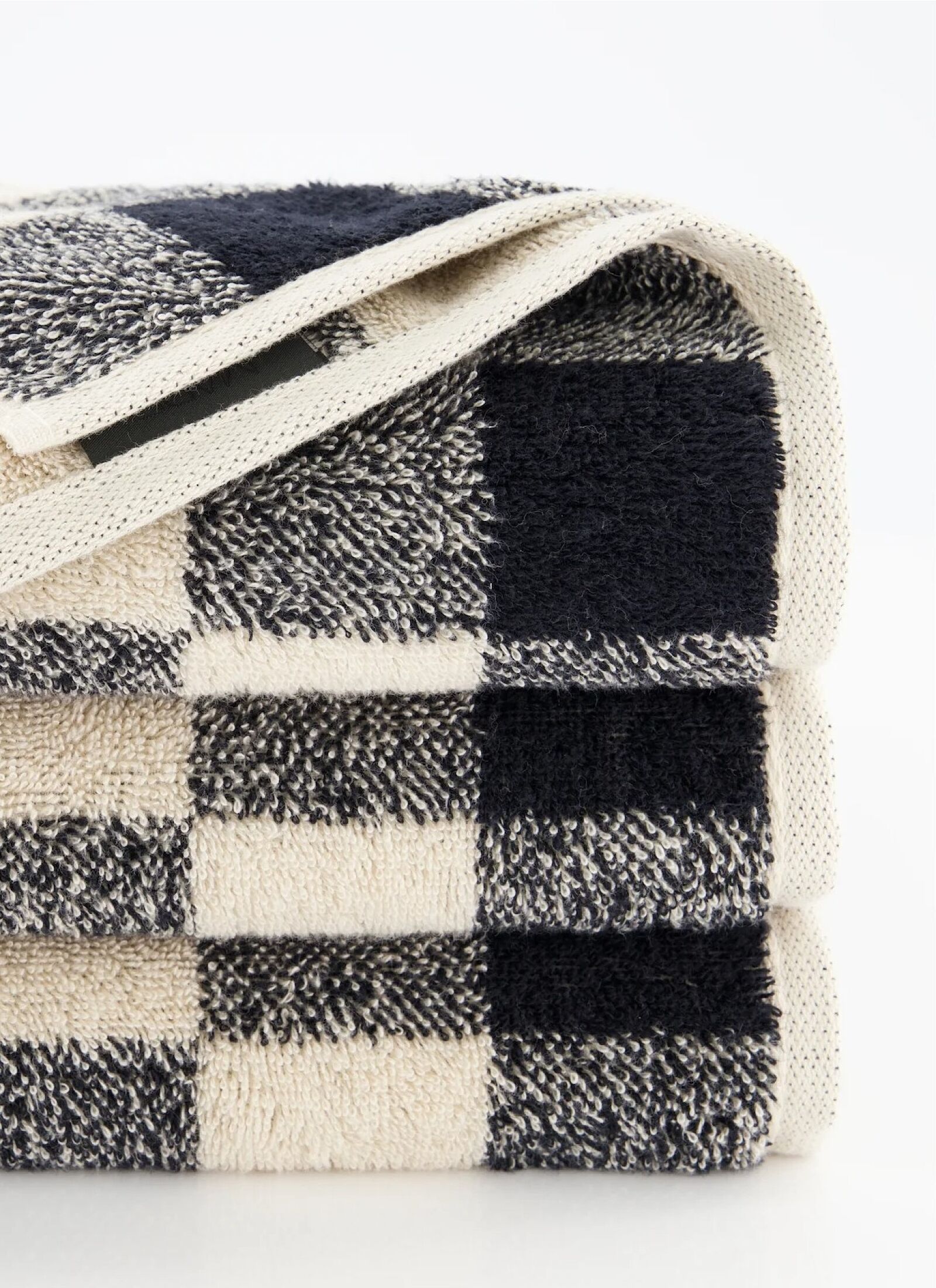 TOWEL SET CHECK BLACK