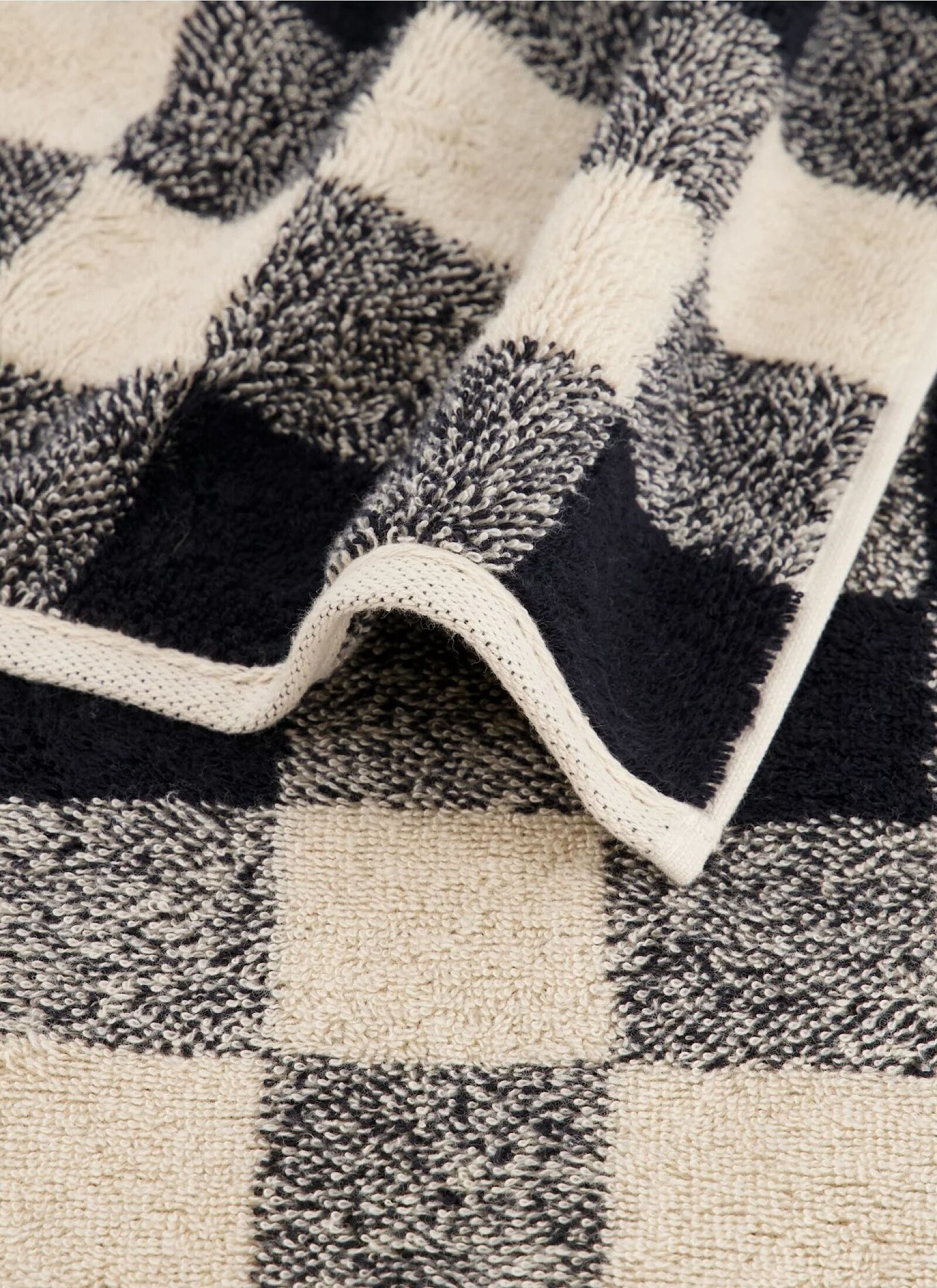 TOWEL SET CHECK BLACK