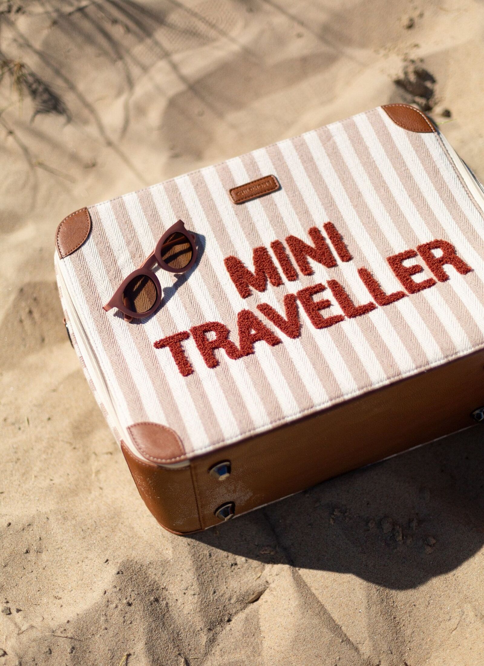 KIDS SUITCASE MINI TRAVELLER STRIPES NUDE-TERRACOTTA