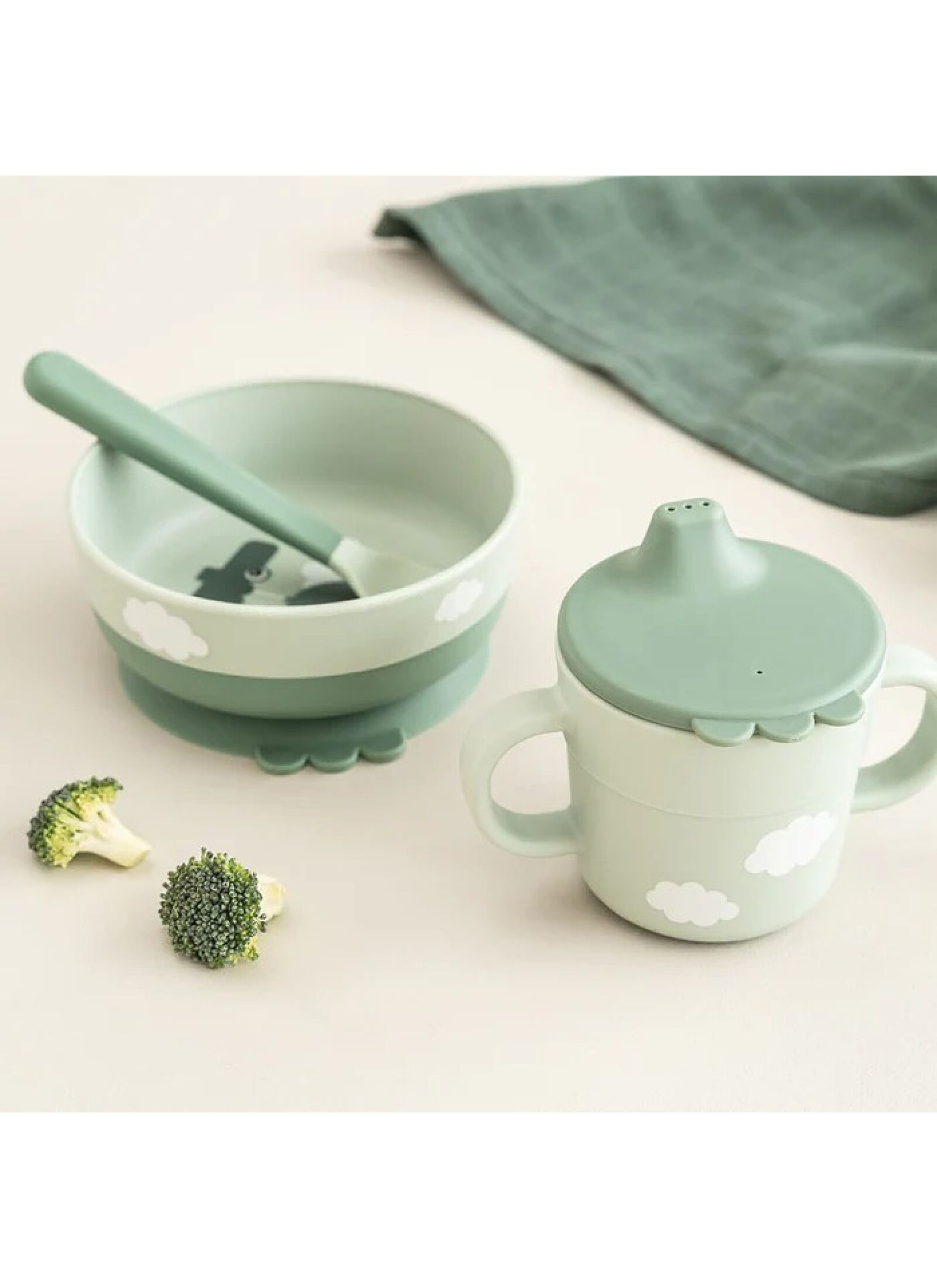 DINNER SET HAPPY CLOUDS GREEN