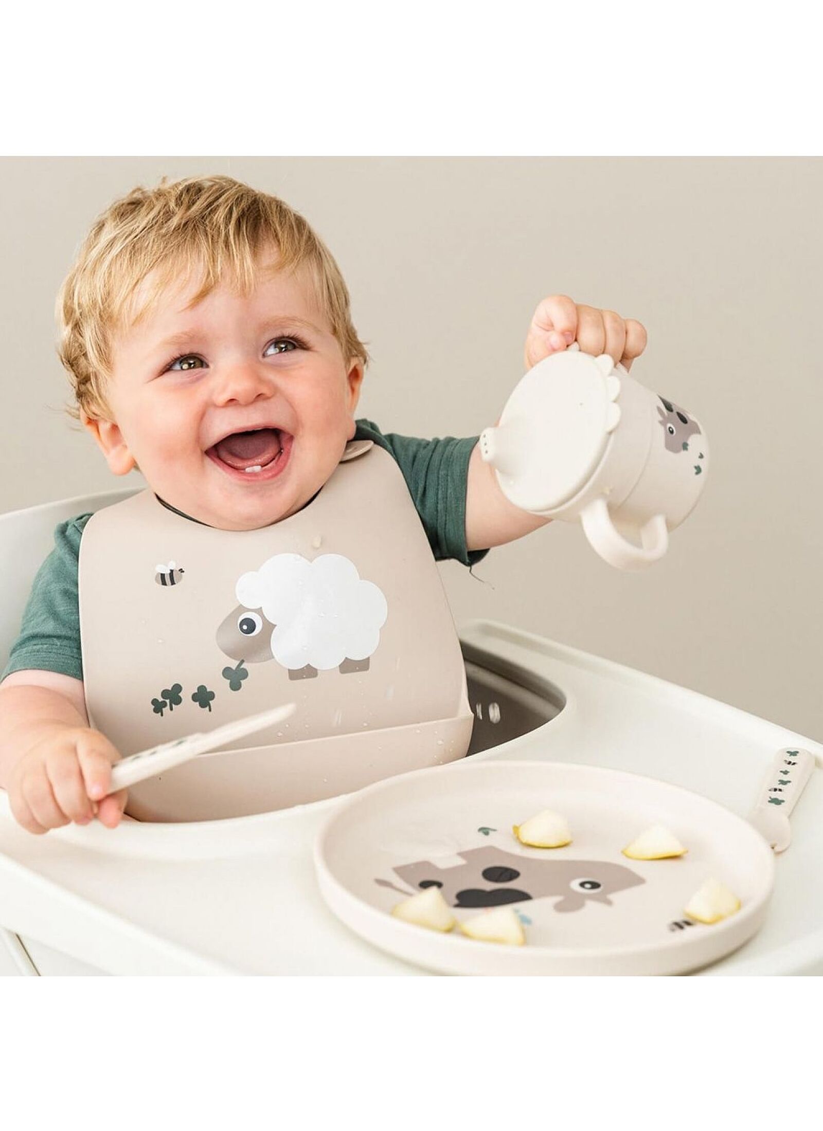 SILICONE BIB SHEEPY SAND