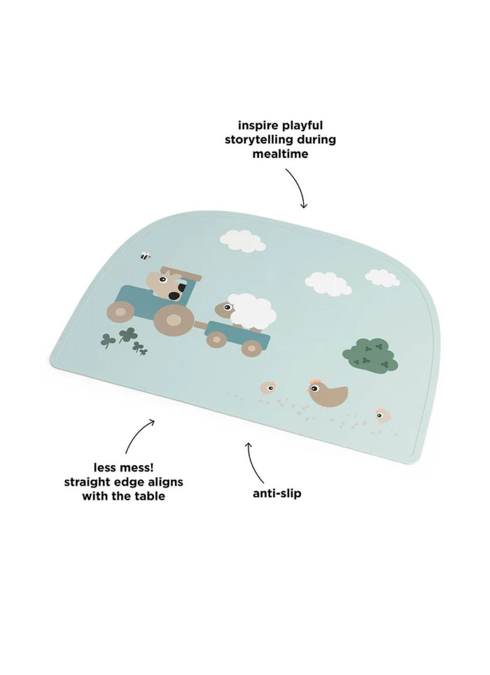 SILICONE PLACE MAT TINY FARM BLUE