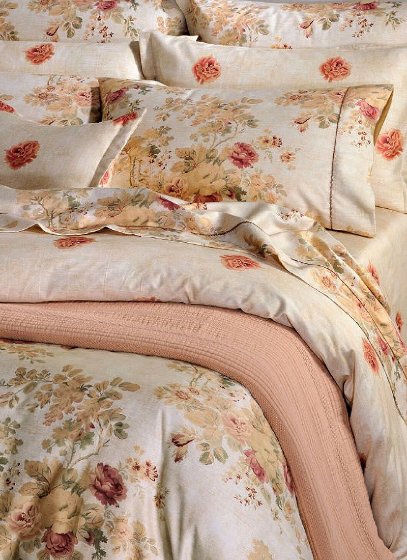 QUEEN DUVET COVER SET ENGLISH FLOWER BEIGE (S885)