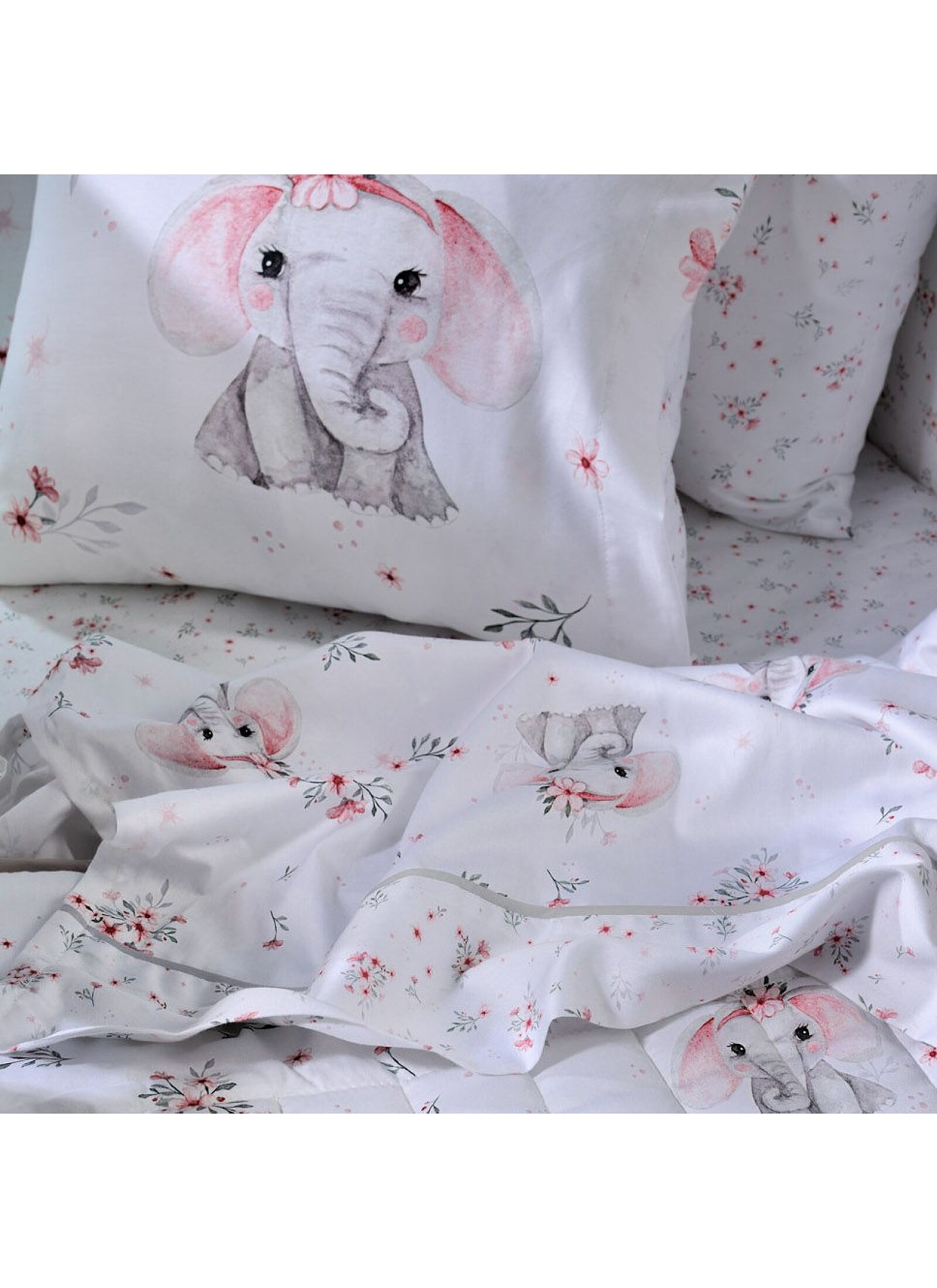 CRIB DUVET SATEEN ELEPHANT (BS855)