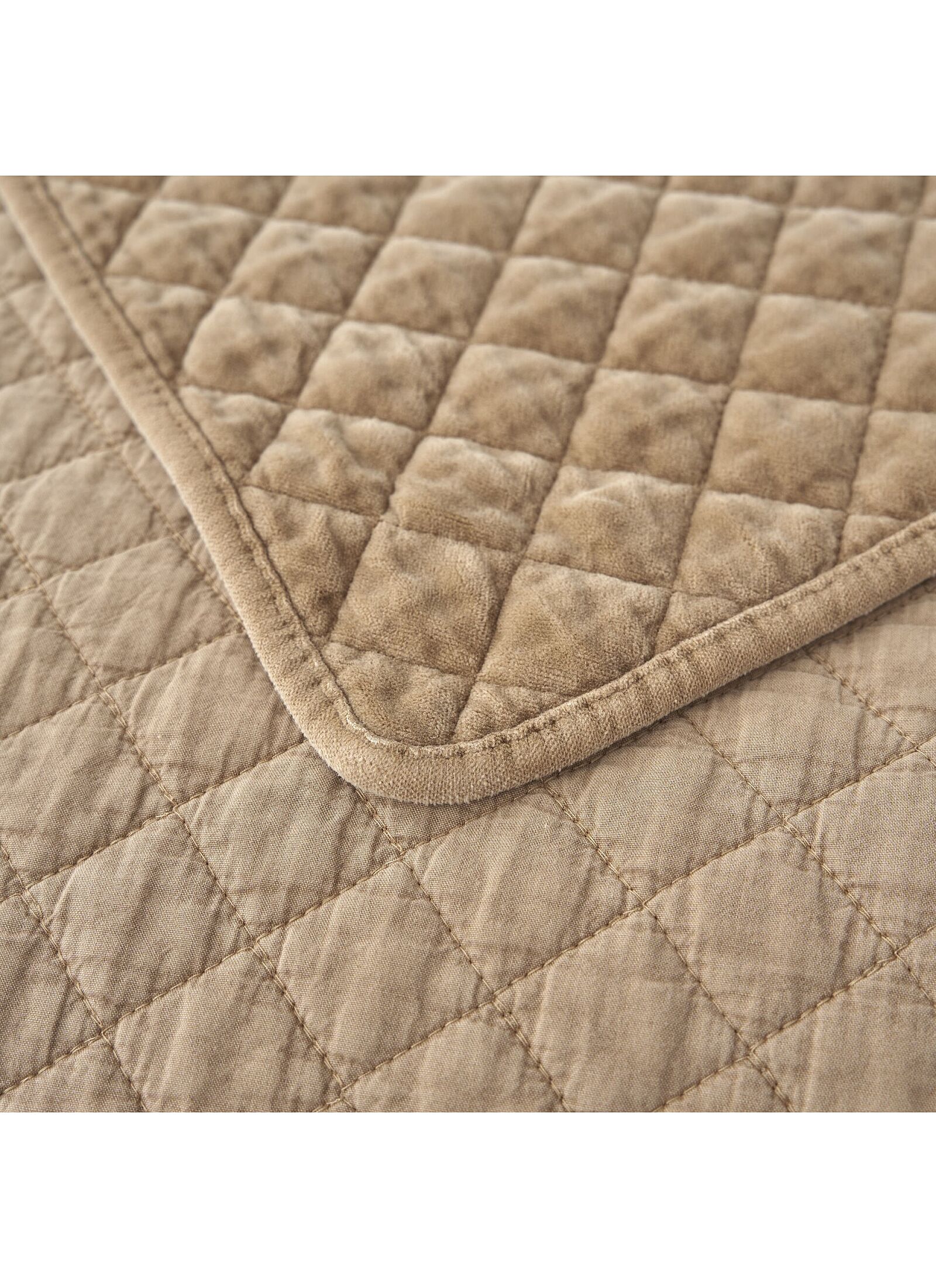 KING SIZE QUILT SET VELVET BEIGE