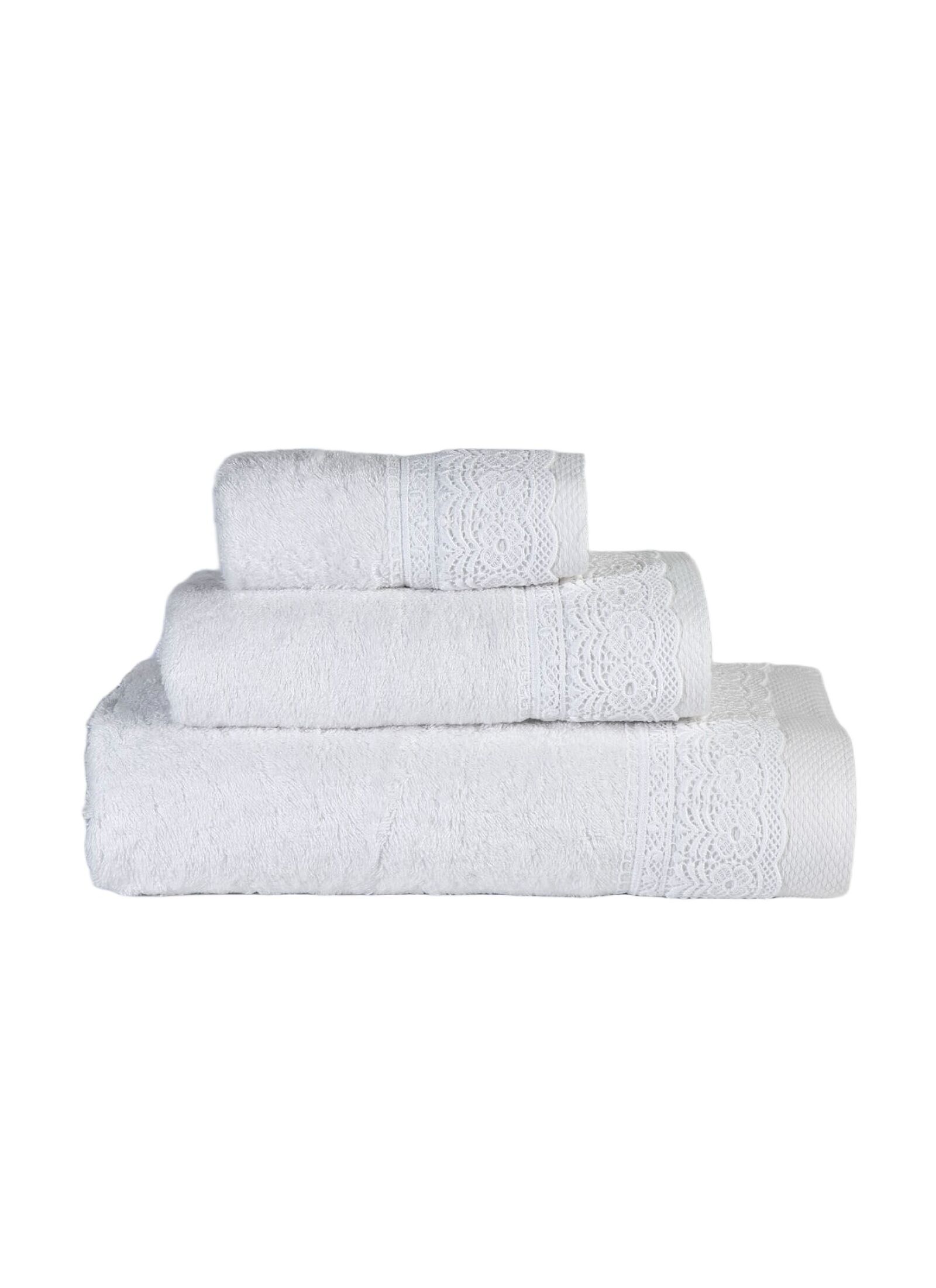 3 PC TOWEL SET LACE WHITE