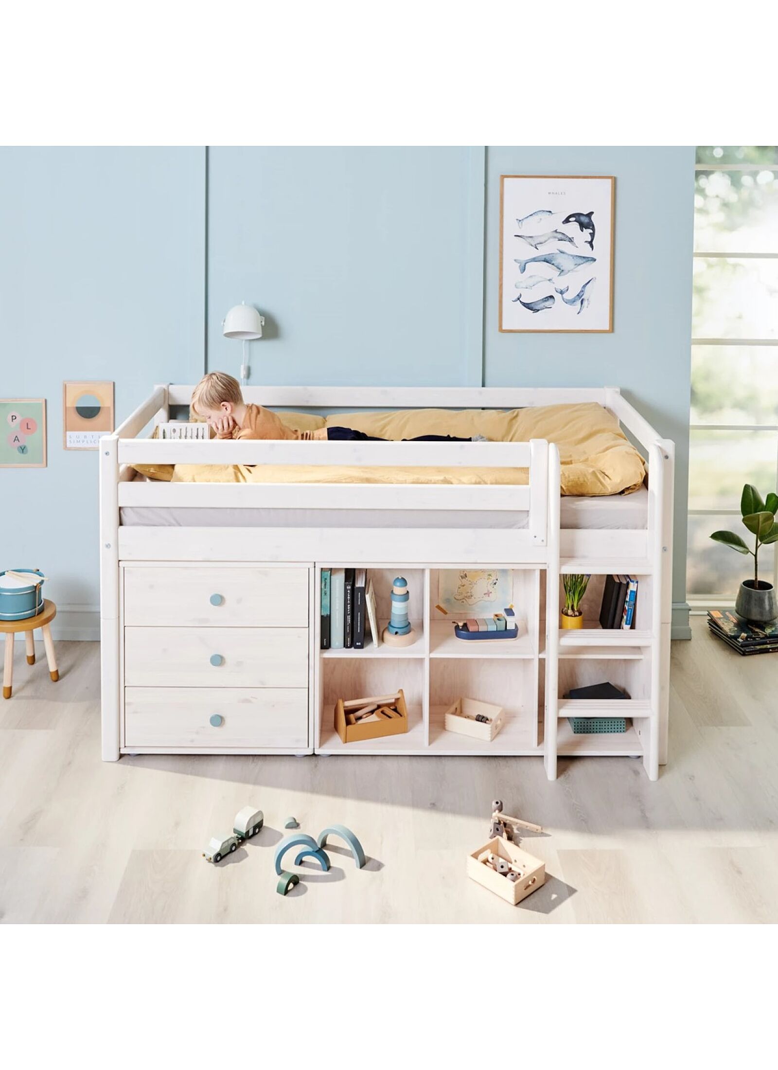 MID-HIGH SINGLE BED CLASSIC WHITE WASHED (90X200)
