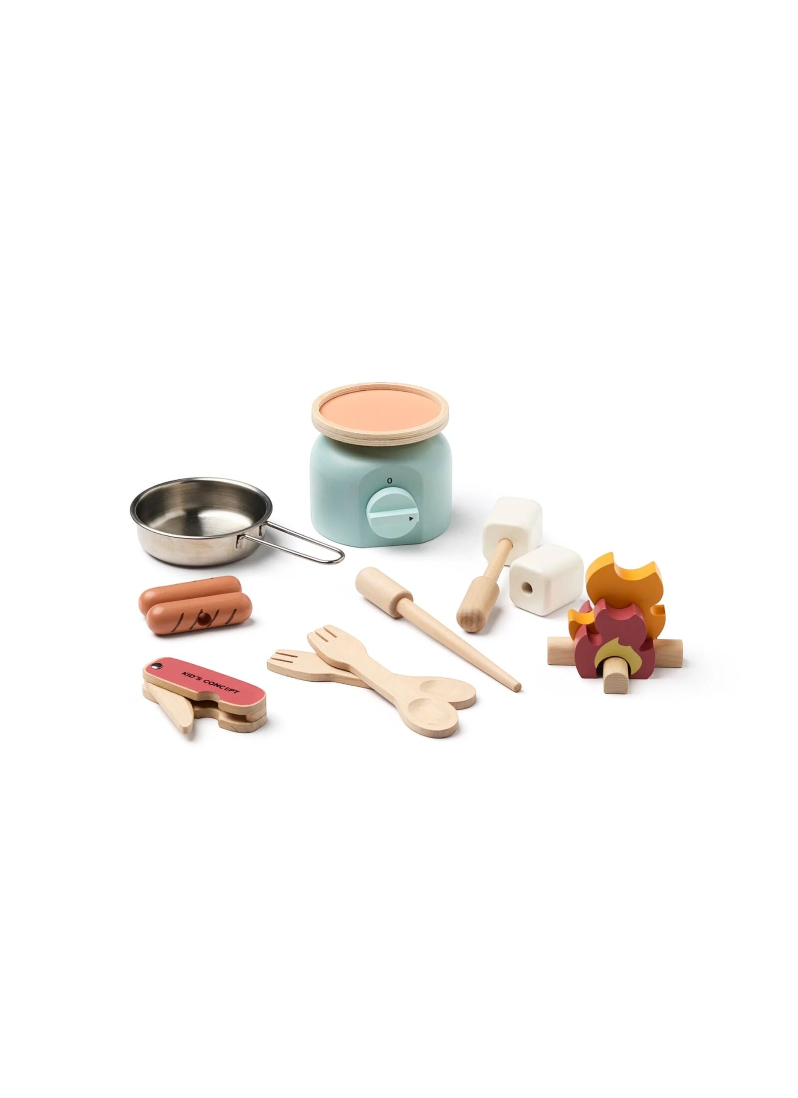 WOODEN TOY CAMPING COKKING SET