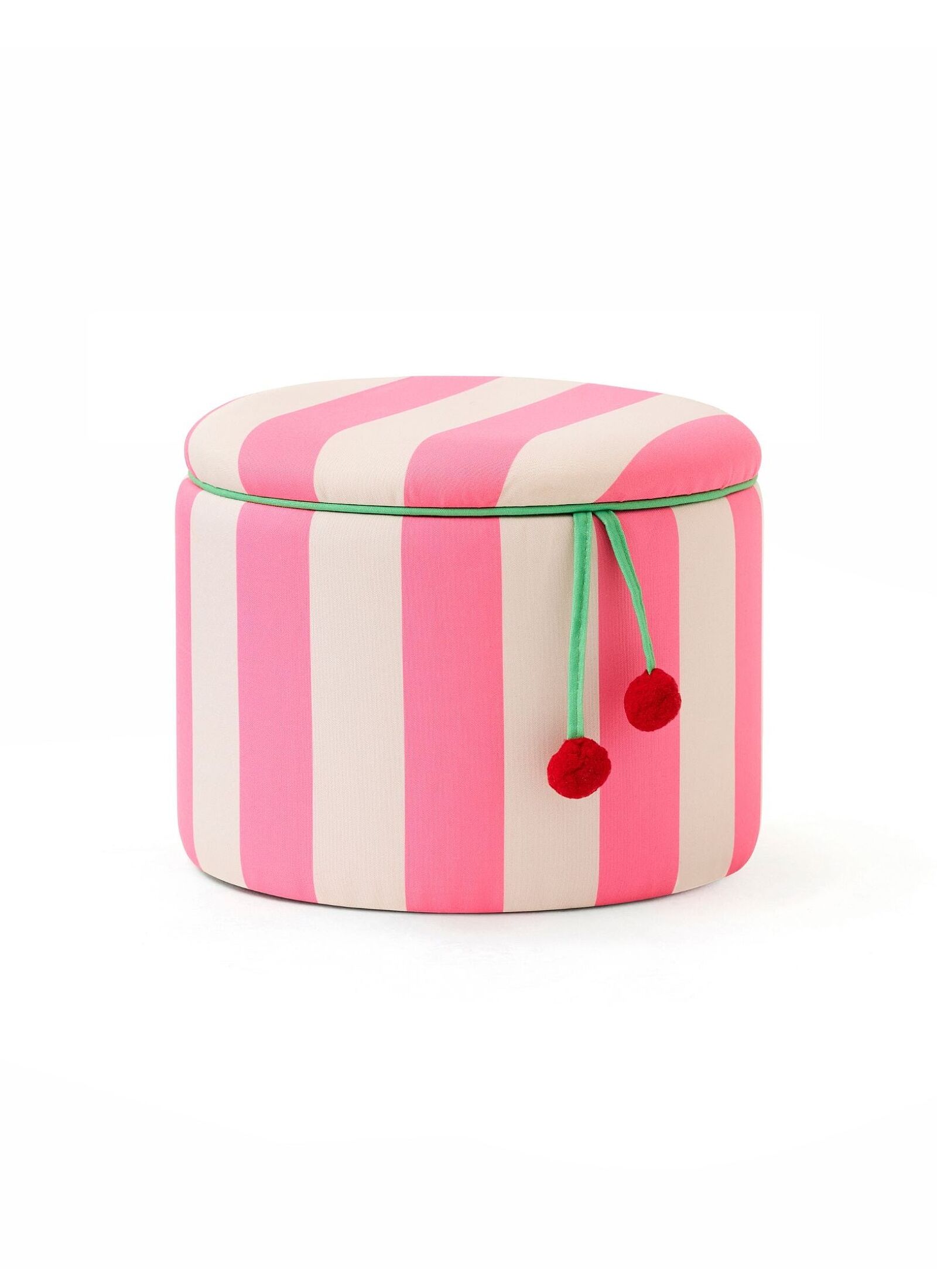 STOOL WITH STORAGE SPACE PINK STRIPED