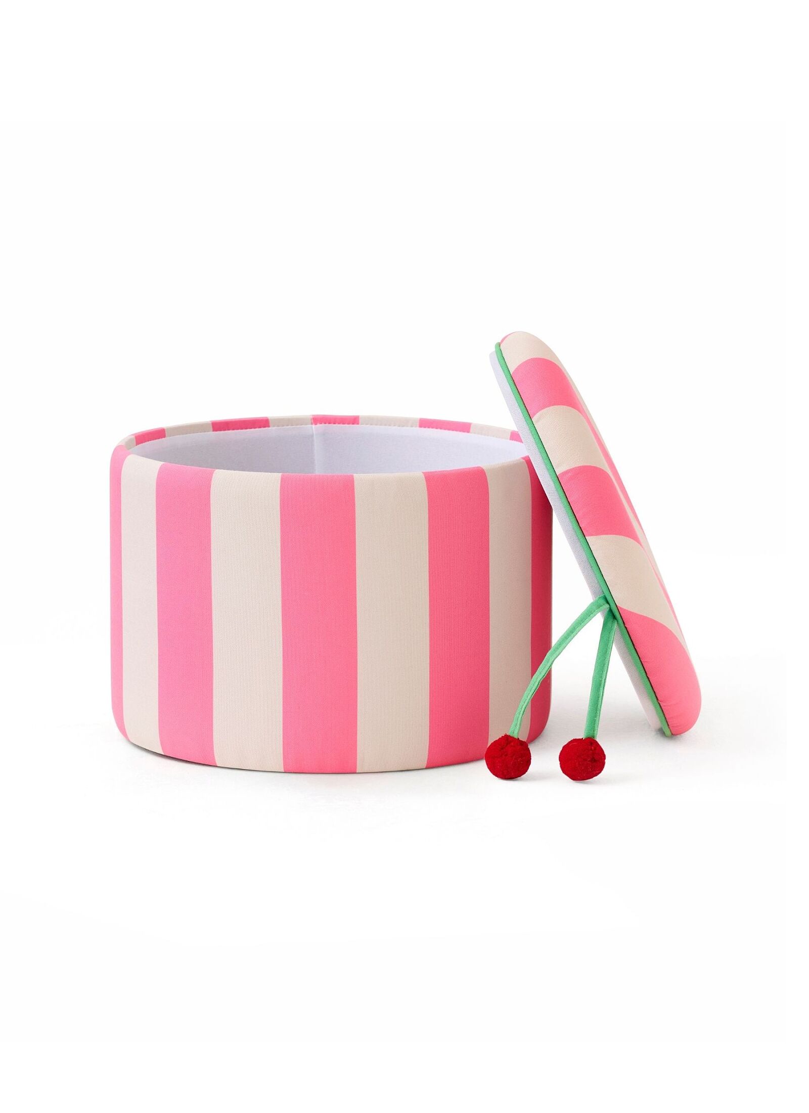 STOOL WITH STORAGE SPACE PINK STRIPED