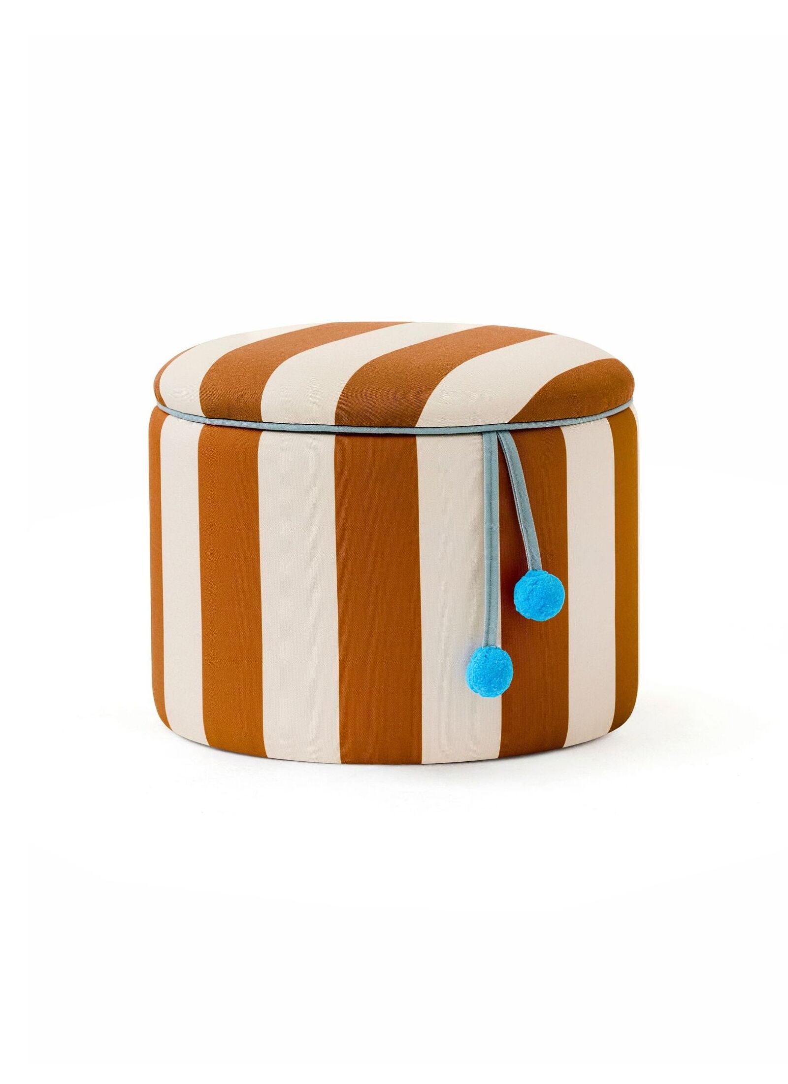 STOOL WITH STORAGE SPACE BROWN STRIPED