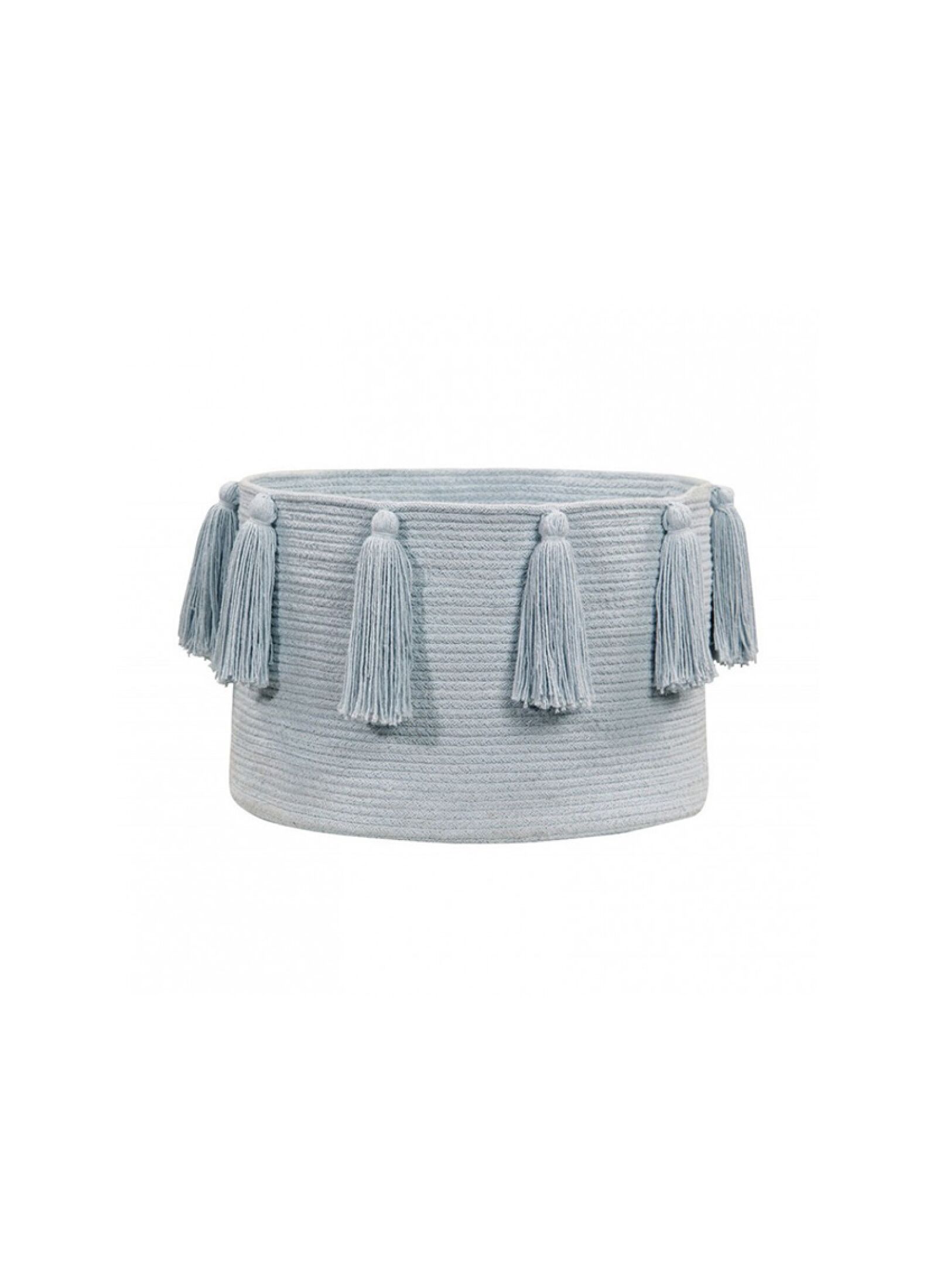 BASKET TASSELS SOFT BLUE (30X45)