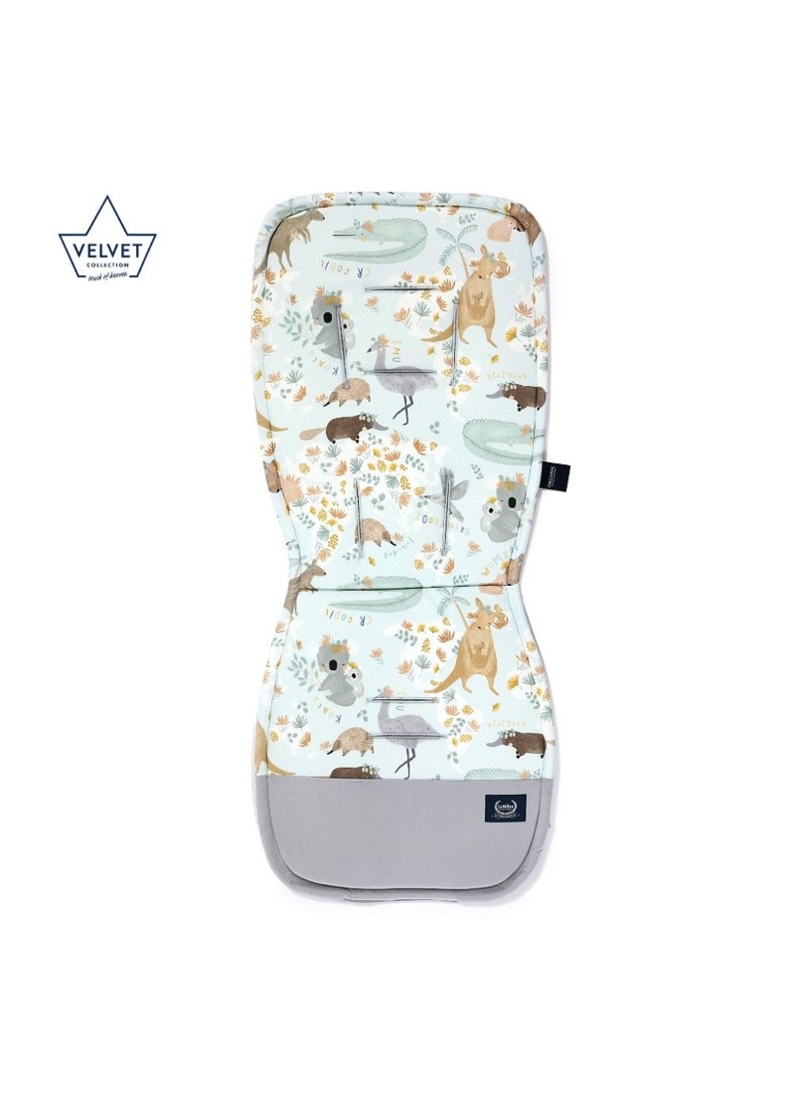 STROLLER PAD DUNDEE &AMP; FRIENDS BLUE VELVET GREY CLASSIC