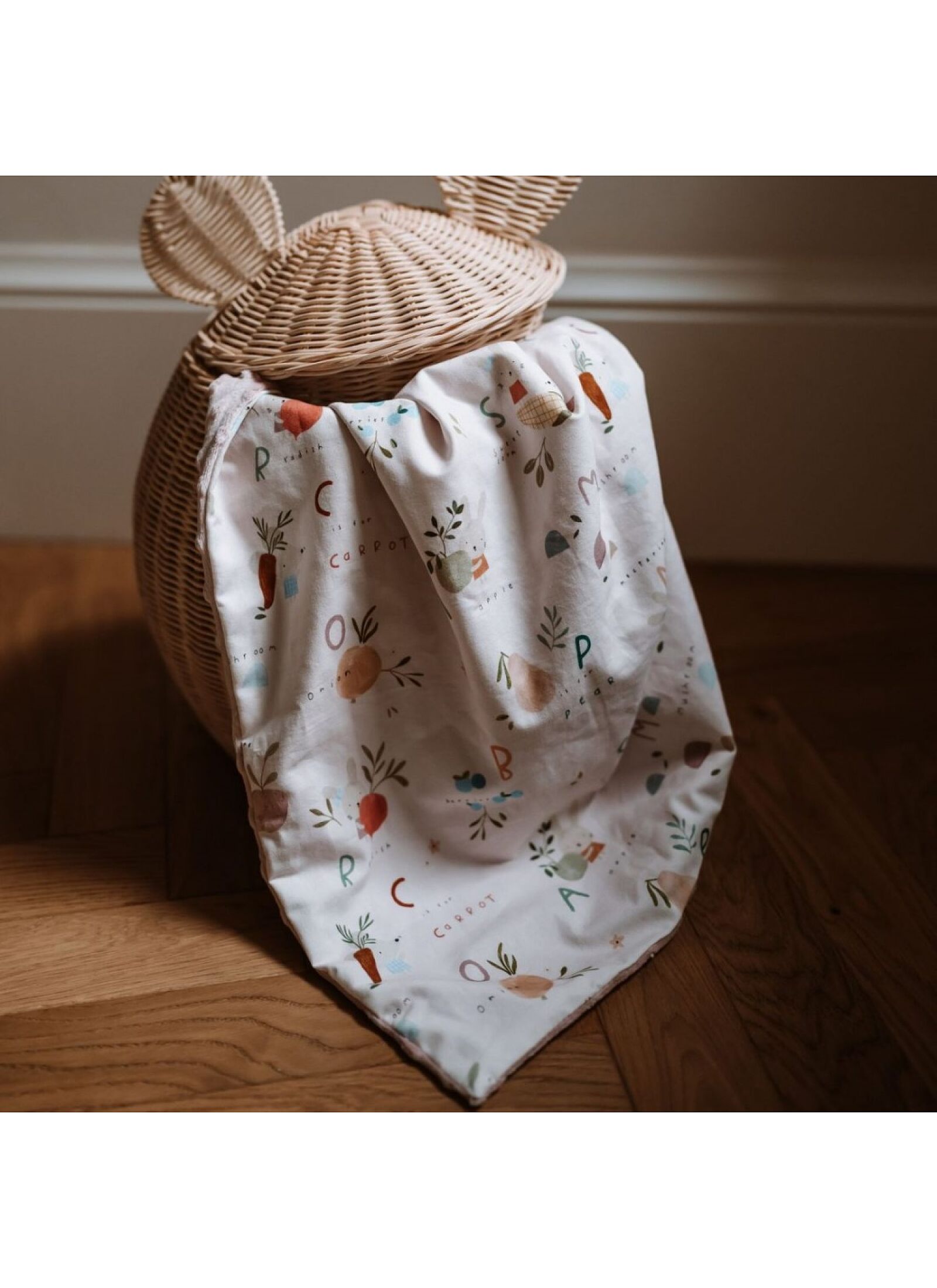 CRIB BLANKET ABC FRUITS SMOKE ROSE