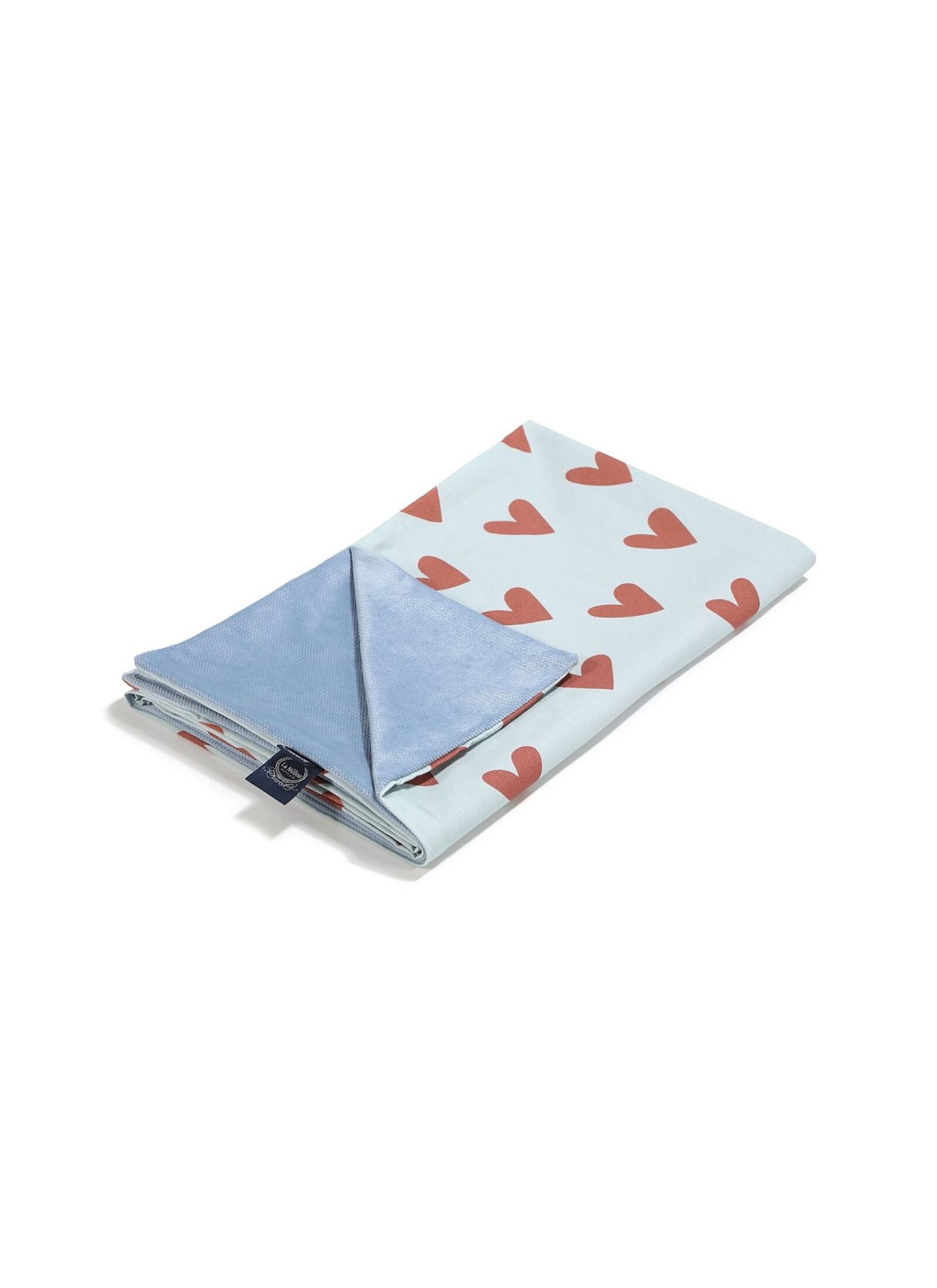 CRADDLE BLANKET (80X100) HEARTBEAT BLUE VELVET WIND BLUE