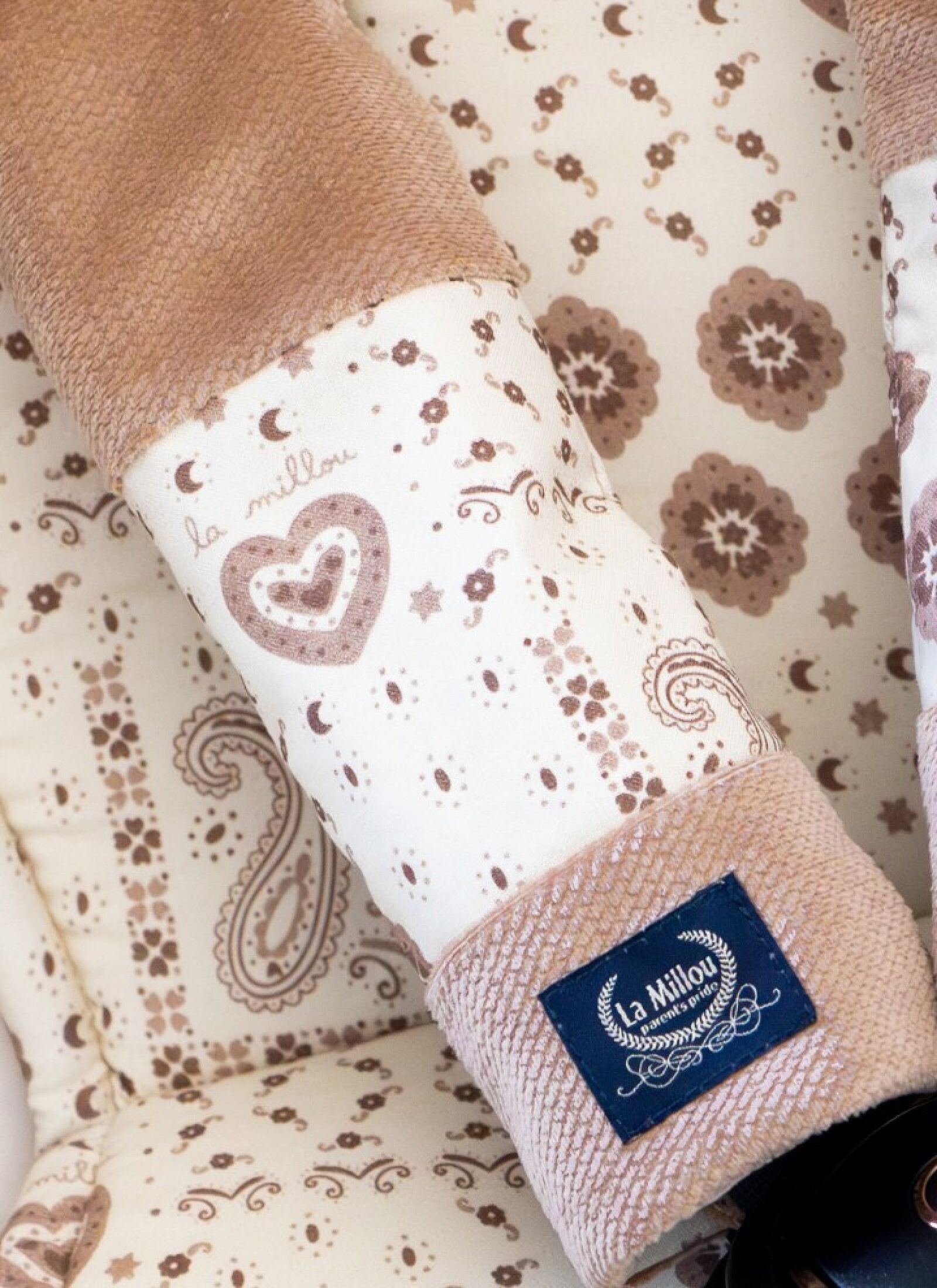 SEAT BELT COVER BAMBILAND VELVET BANDANA CREAM