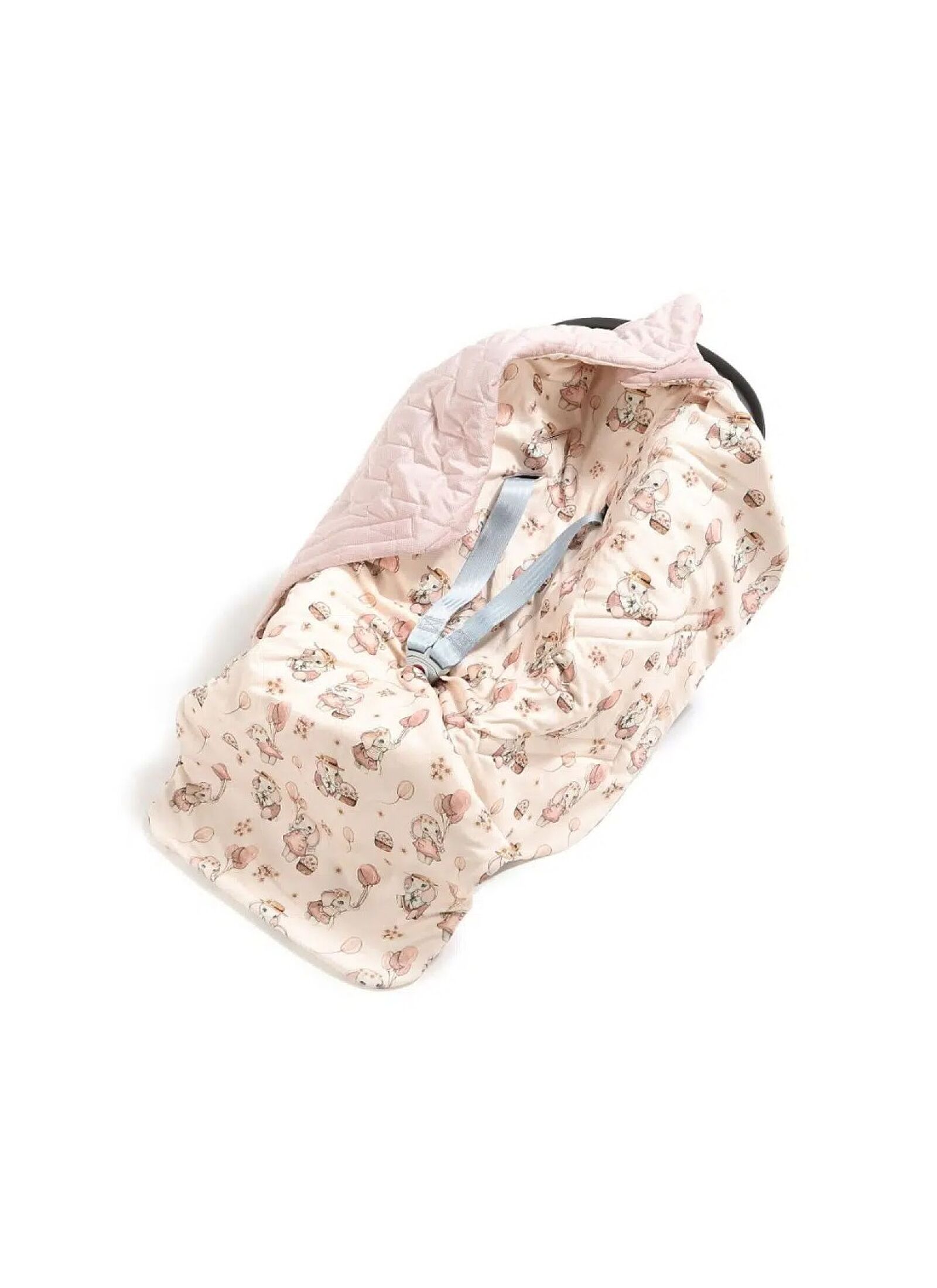 CAR SEAT BLANKET ROSSIE SMOKE ROSE MULTI