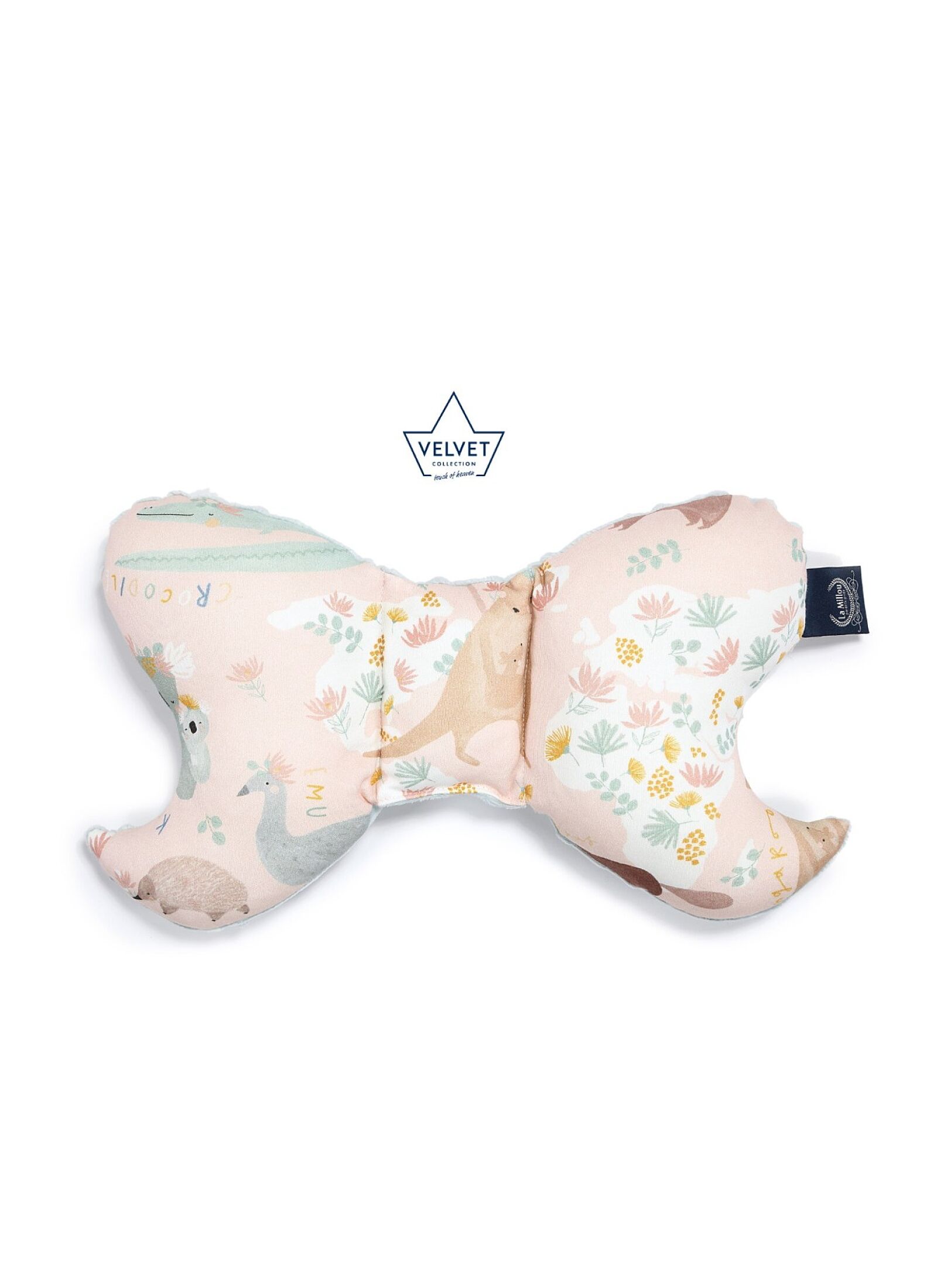 BABY PILLOW ANGEL'S WINGS DUNDEE &AMP; FRIENDS PINK VELVET SMOKE MINT