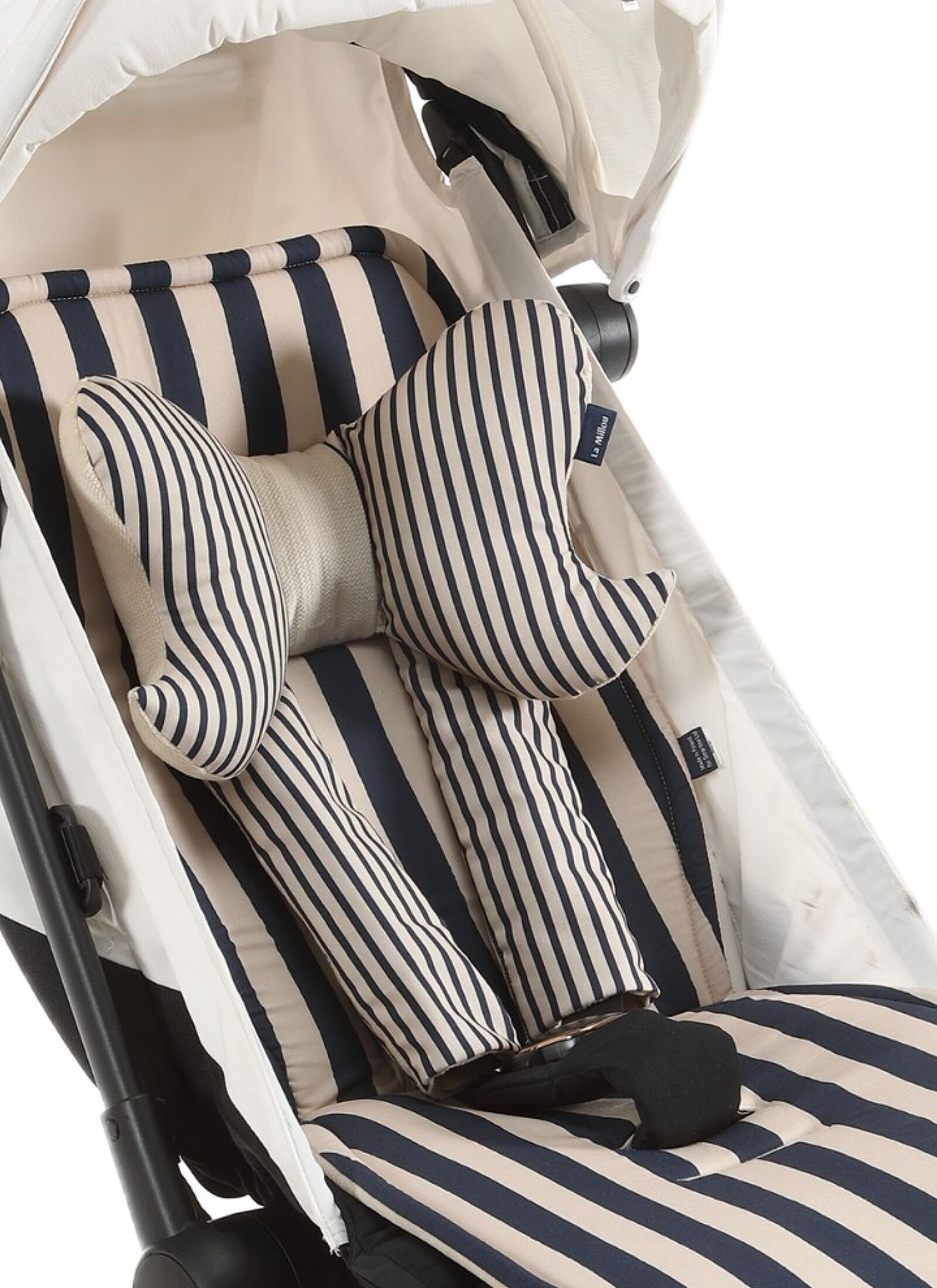 STROLLER PAD STRIPES BLUE MULTI