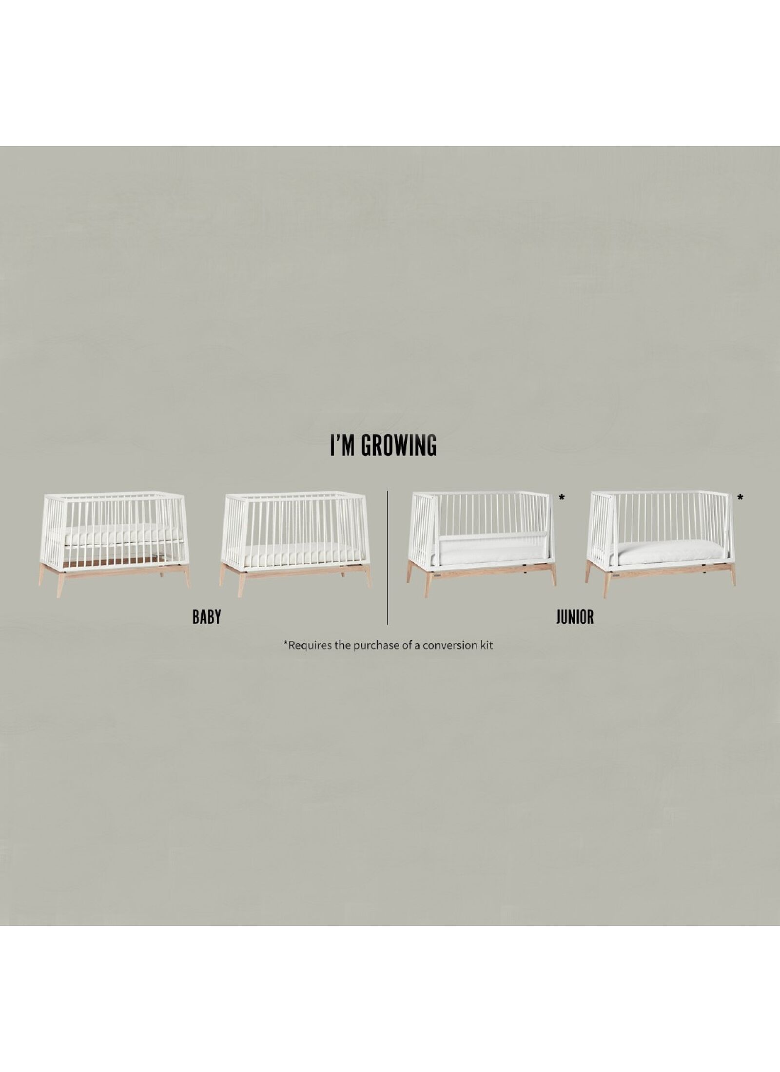 CRIB LUNA WHITE/OAK