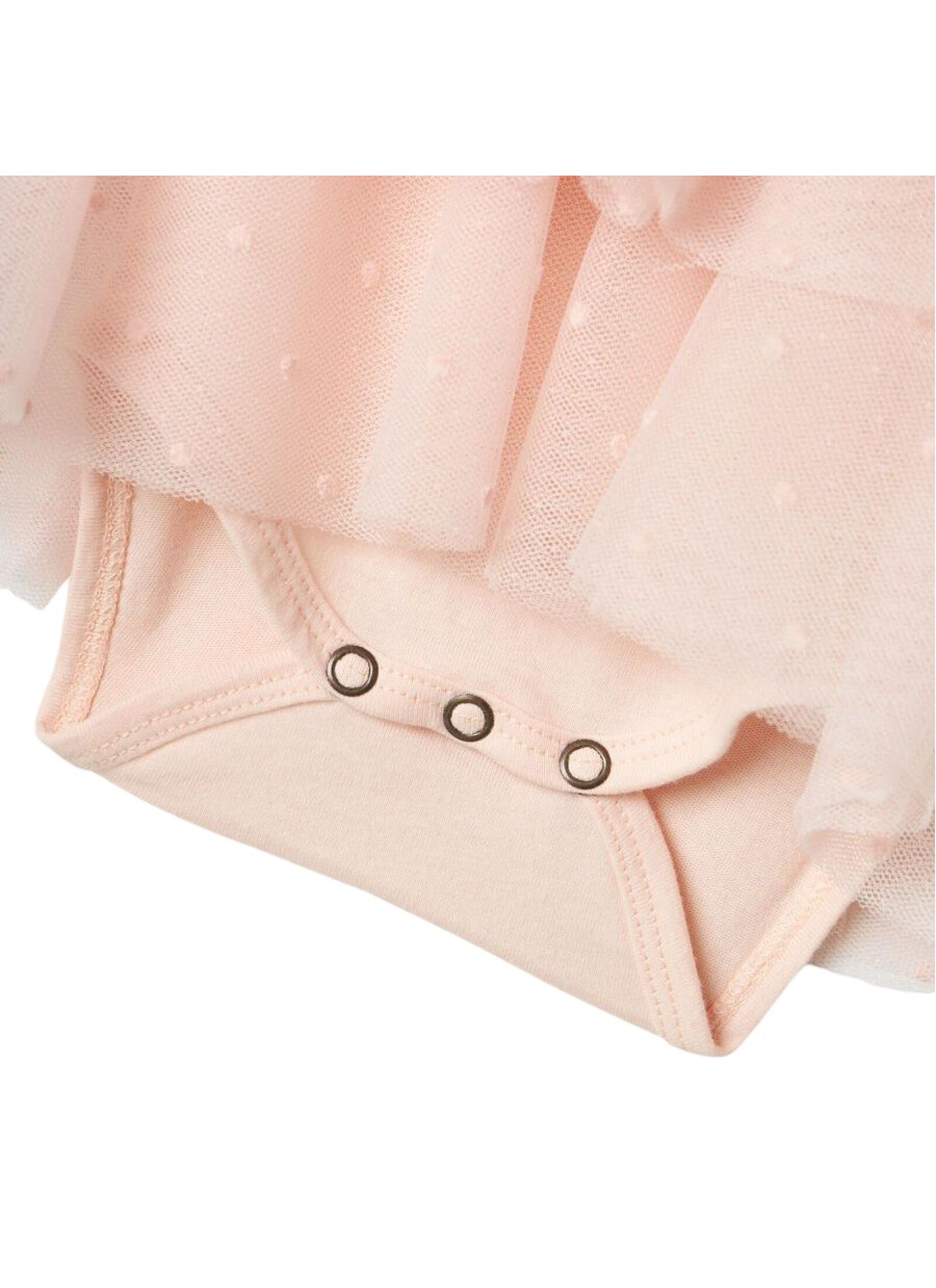 DRESS WITH RUFFLES PEACH BLUSH