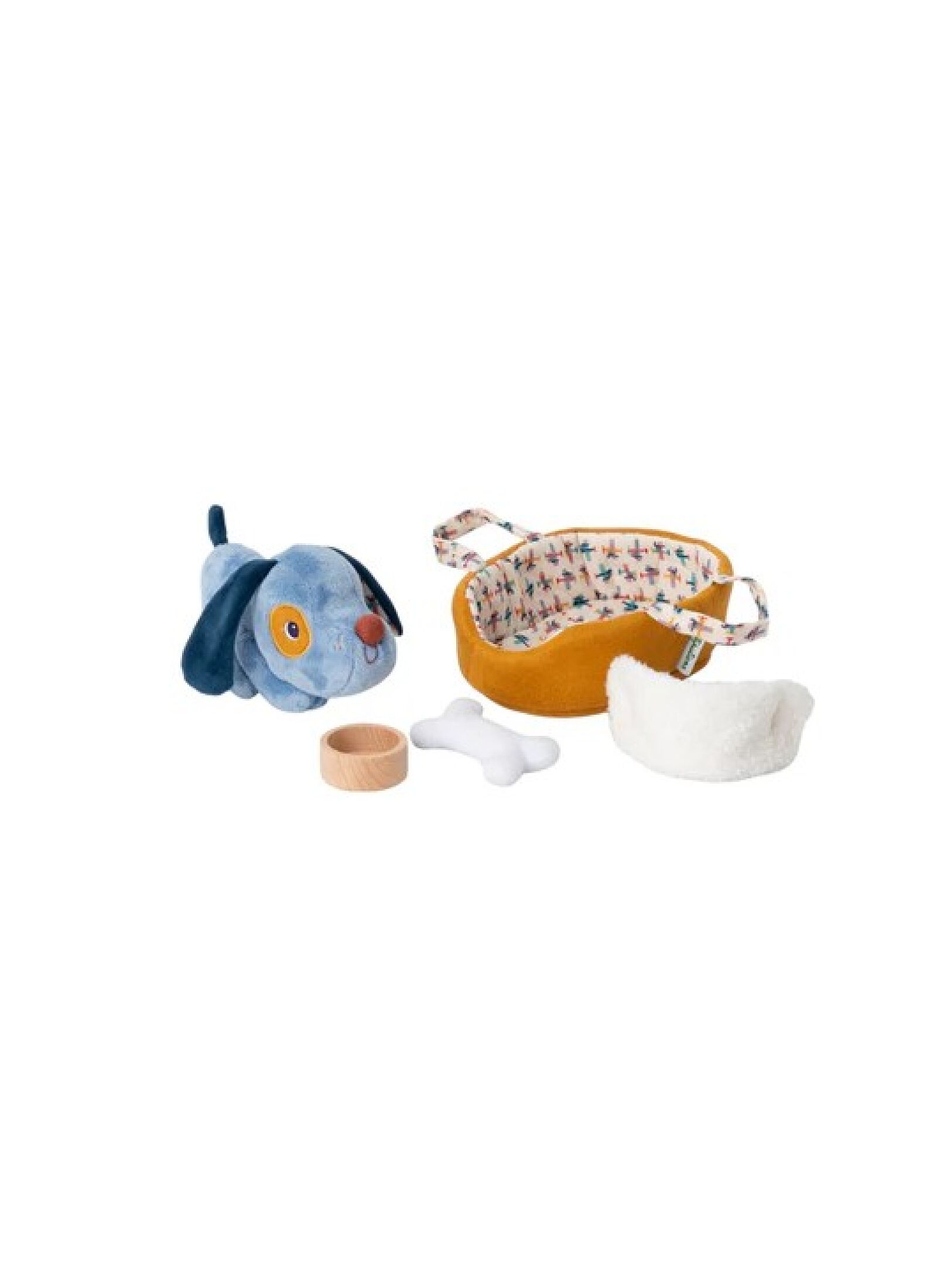 SOFT DOG WITH BASKET JULES