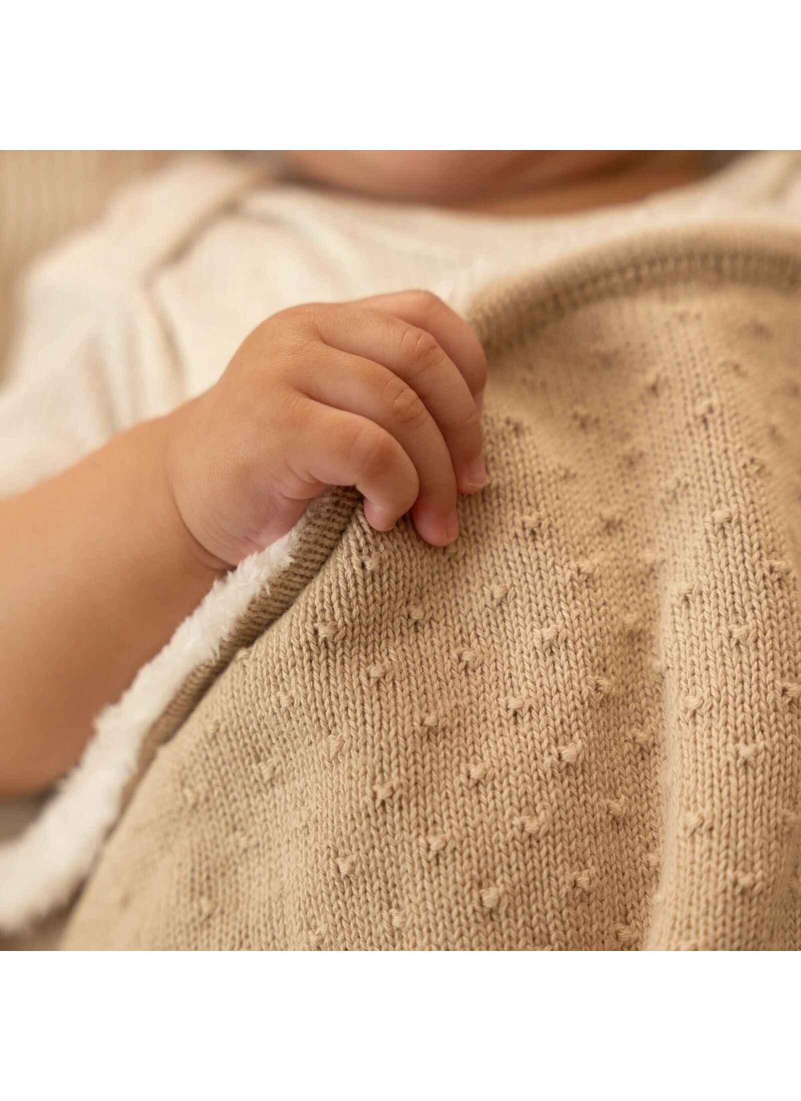 KNITTED CRIB BLANKET (110X140) PURE SOFT BEIGE