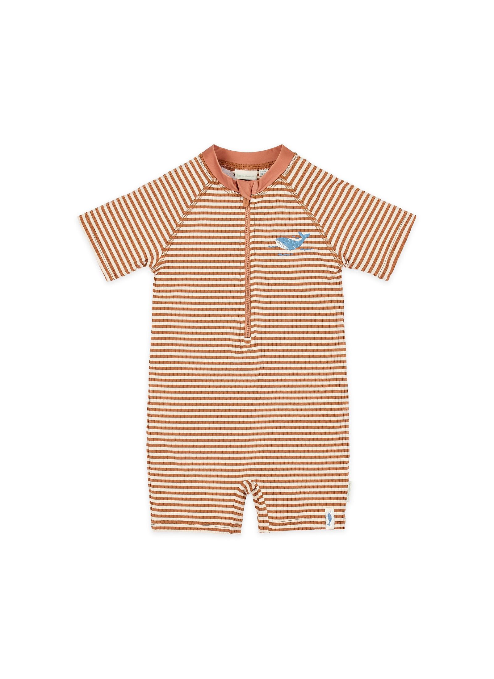 SHORT SLEEVE BATHSUIT OCEAN BROWN STRIPES