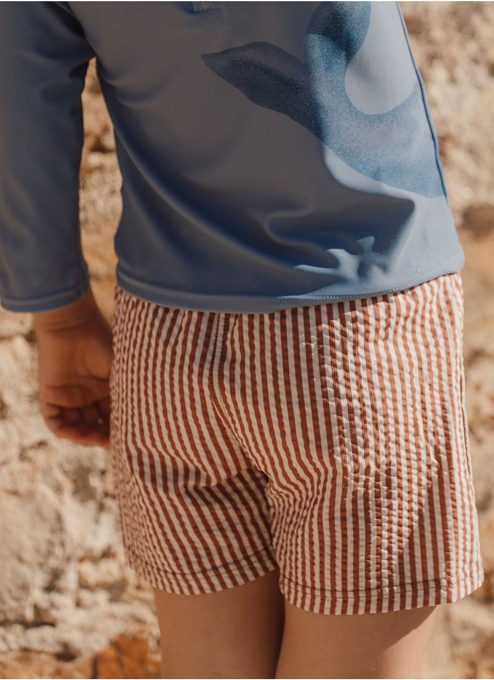 SWIM SHORTS OCEAN BROWN STRIPES