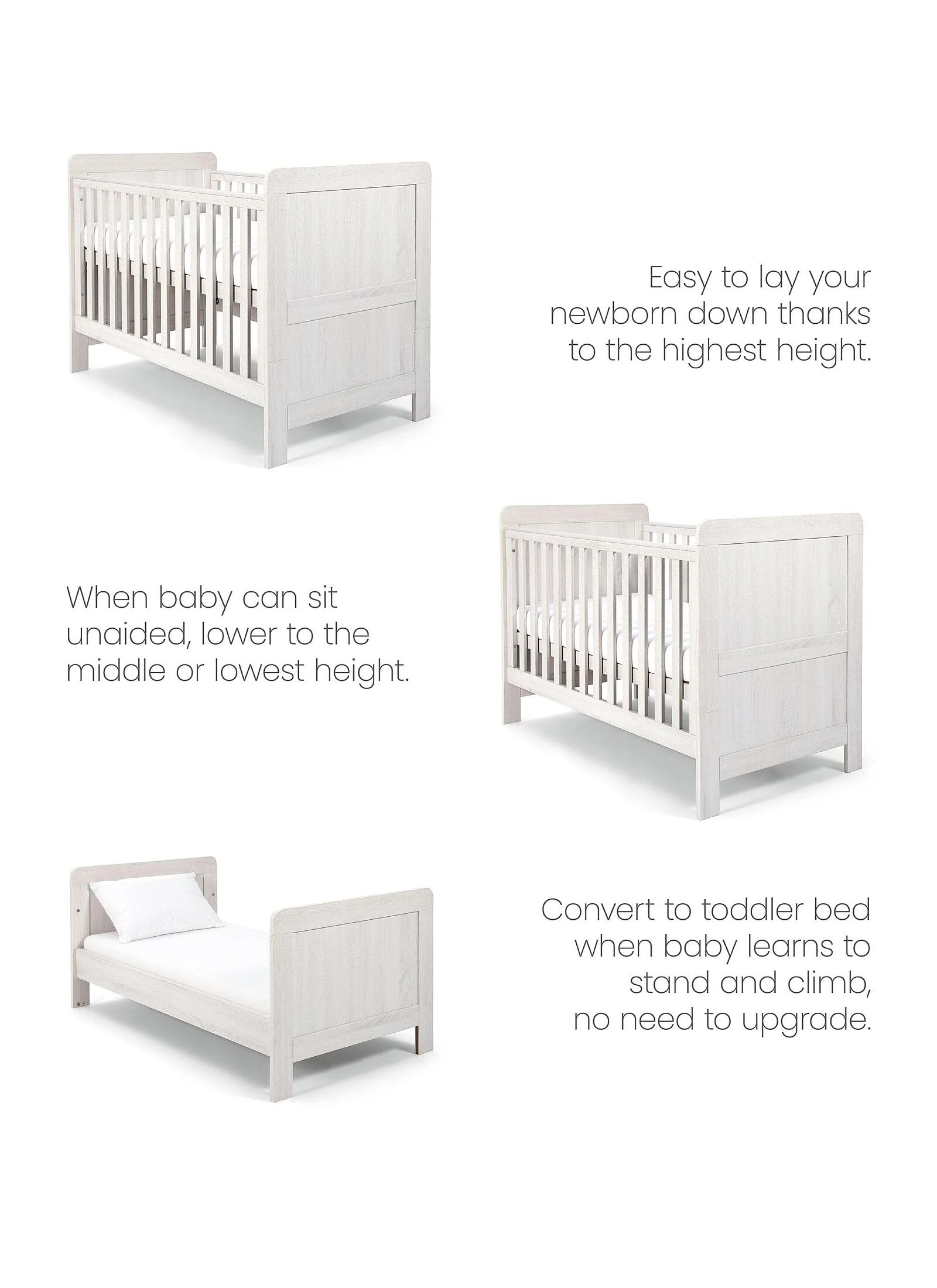 CRIB &AMP; DRESSER-CHANGER UNIT ATLAS NIMBUS WHITE