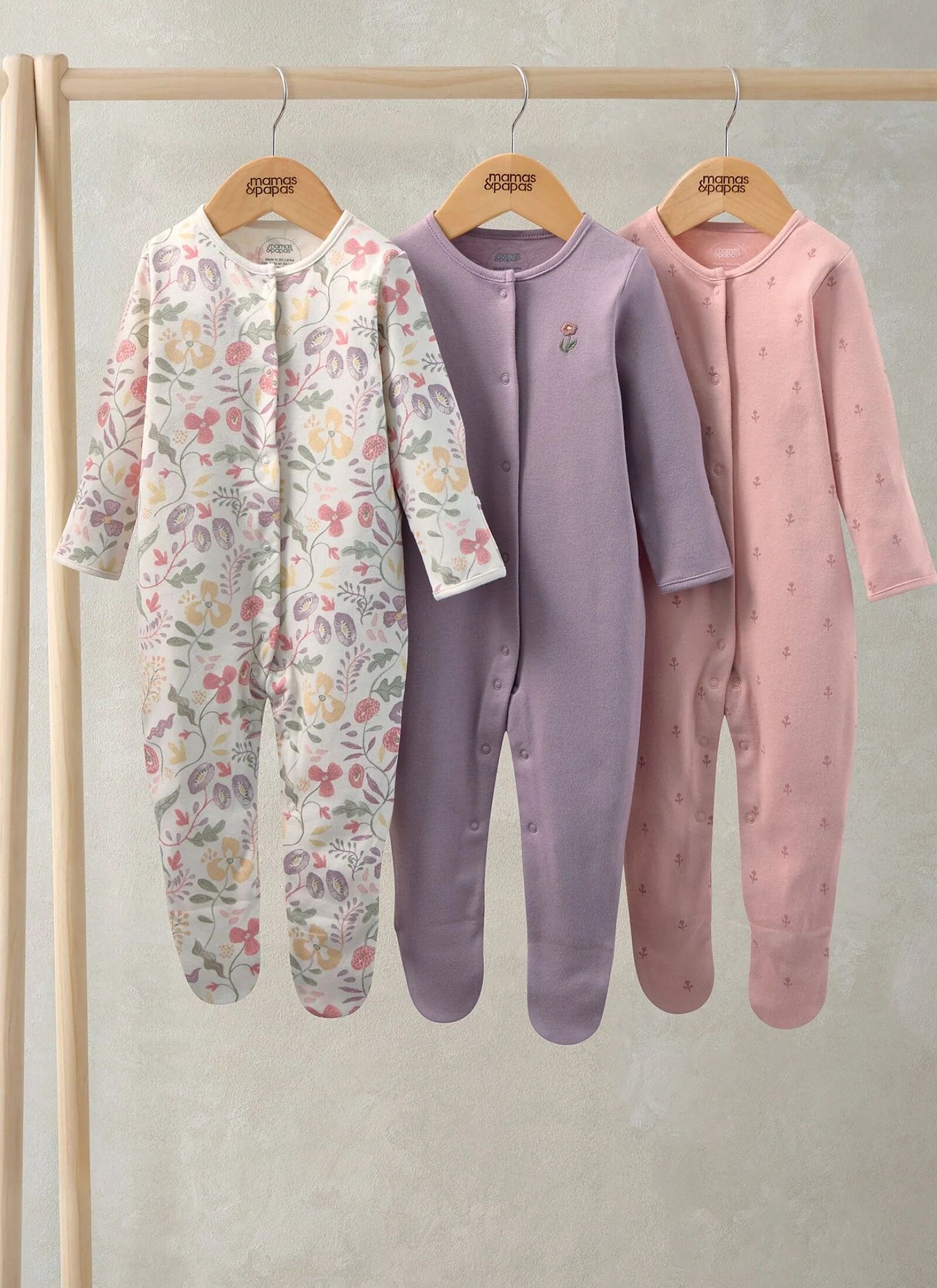 SLEEPSUITS 3PCS FLORAL