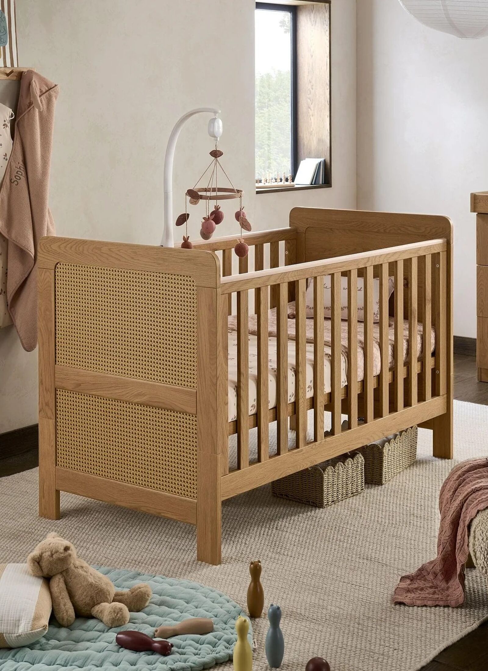 CRIB &AMP; DRESSER CHANGER UNIT ESNA OAK/RATTAN