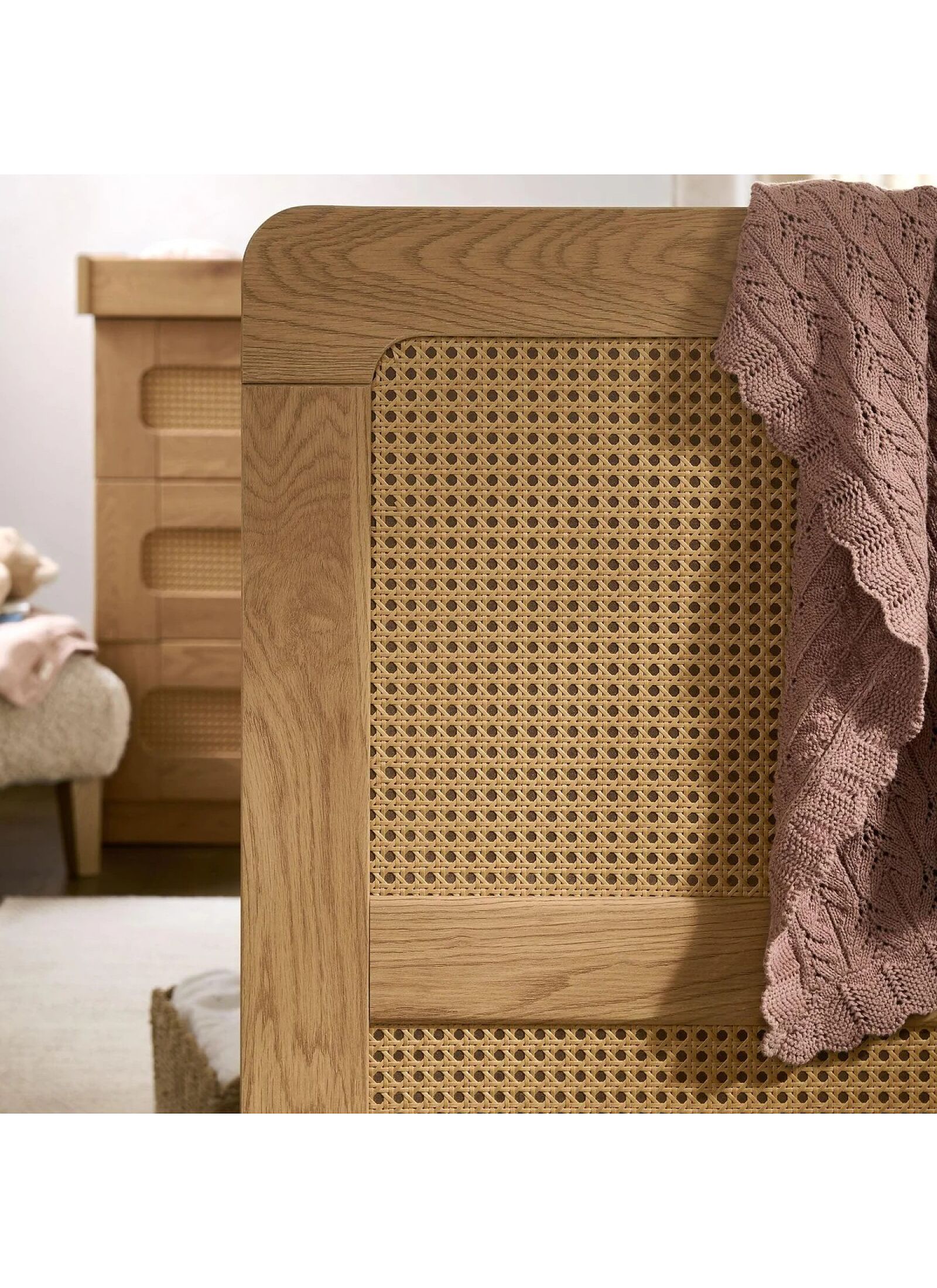 CRIB ESNA OAK/RATTAN