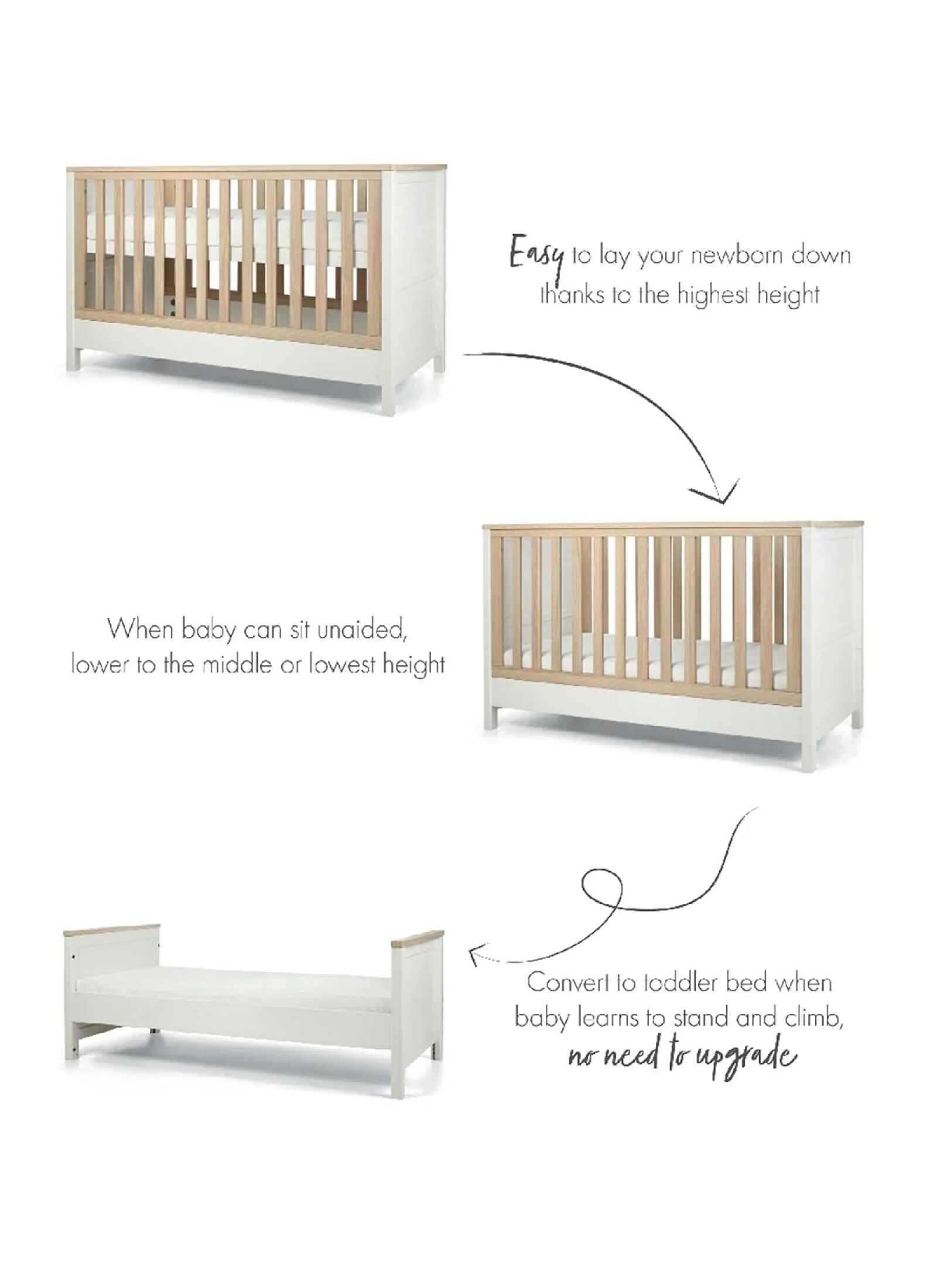 CRIB &AMP; DRESSER-CHANGER UNIT HARWELL WHITE/NATURAL