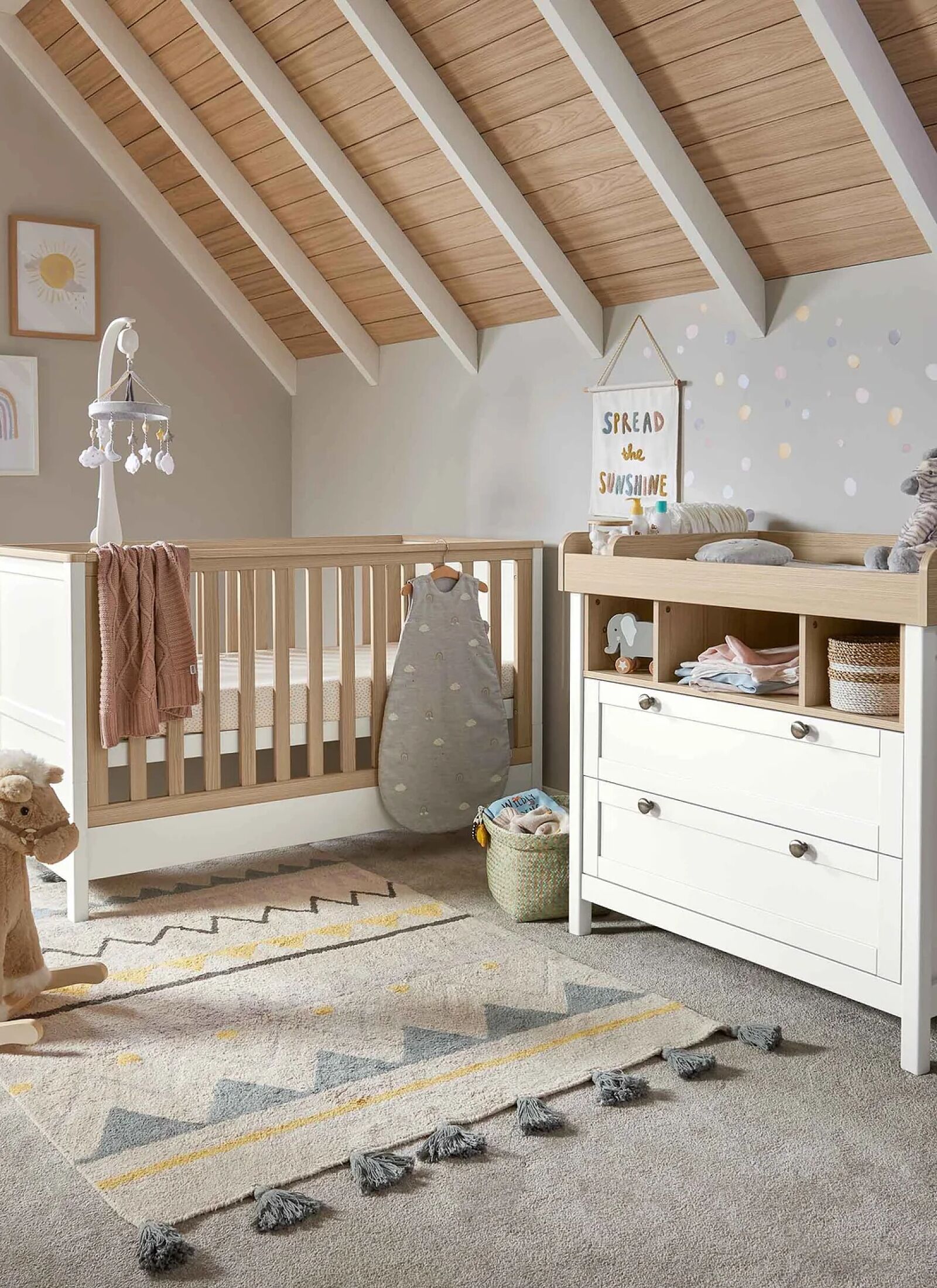 CRIB &AMP; DRESSER-CHANGER UNIT HARWELL WHITE/NATURAL