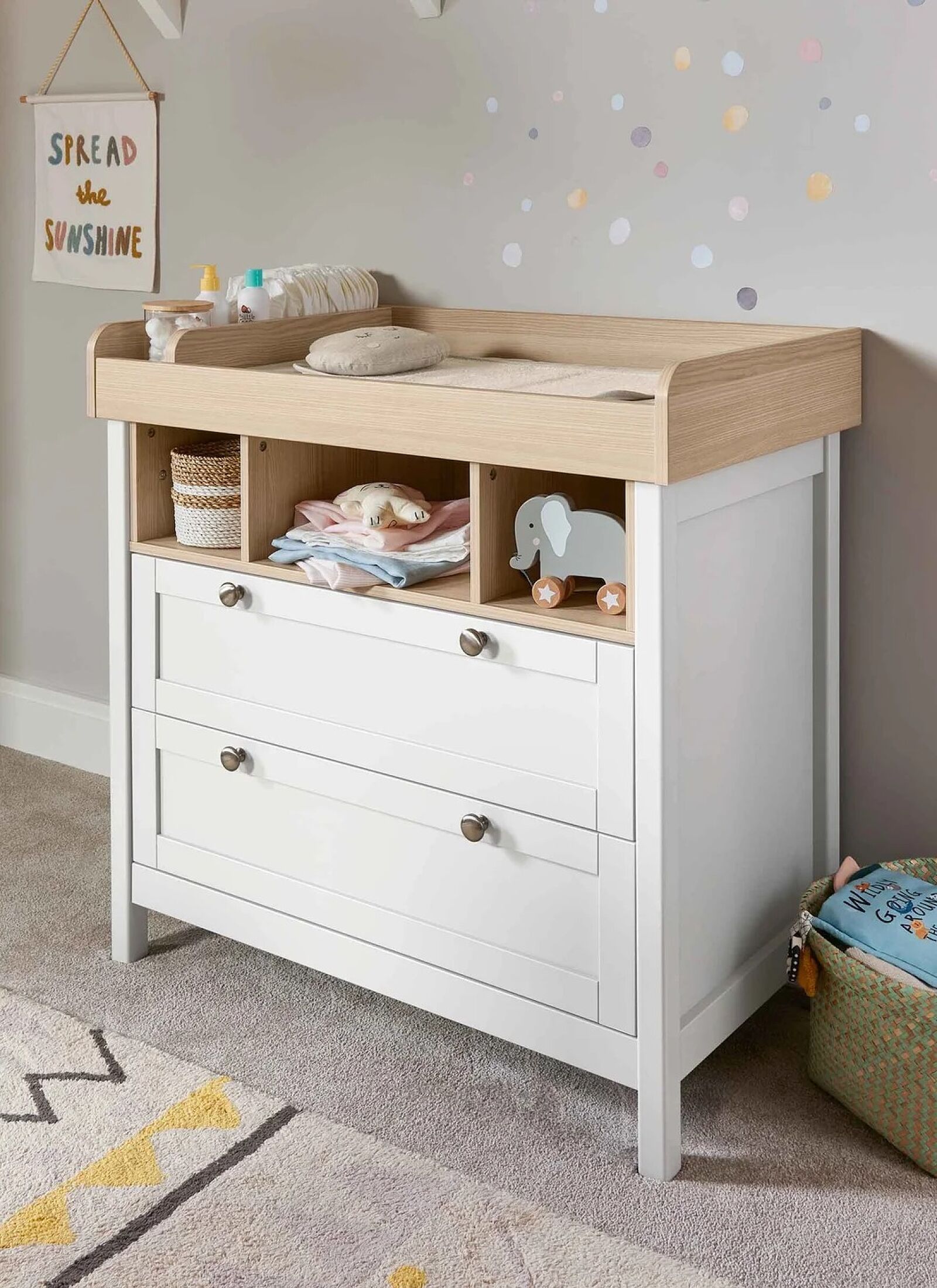 CRIB &AMP; DRESSER-CHANGER UNIT HARWELL WHITE/NATURAL