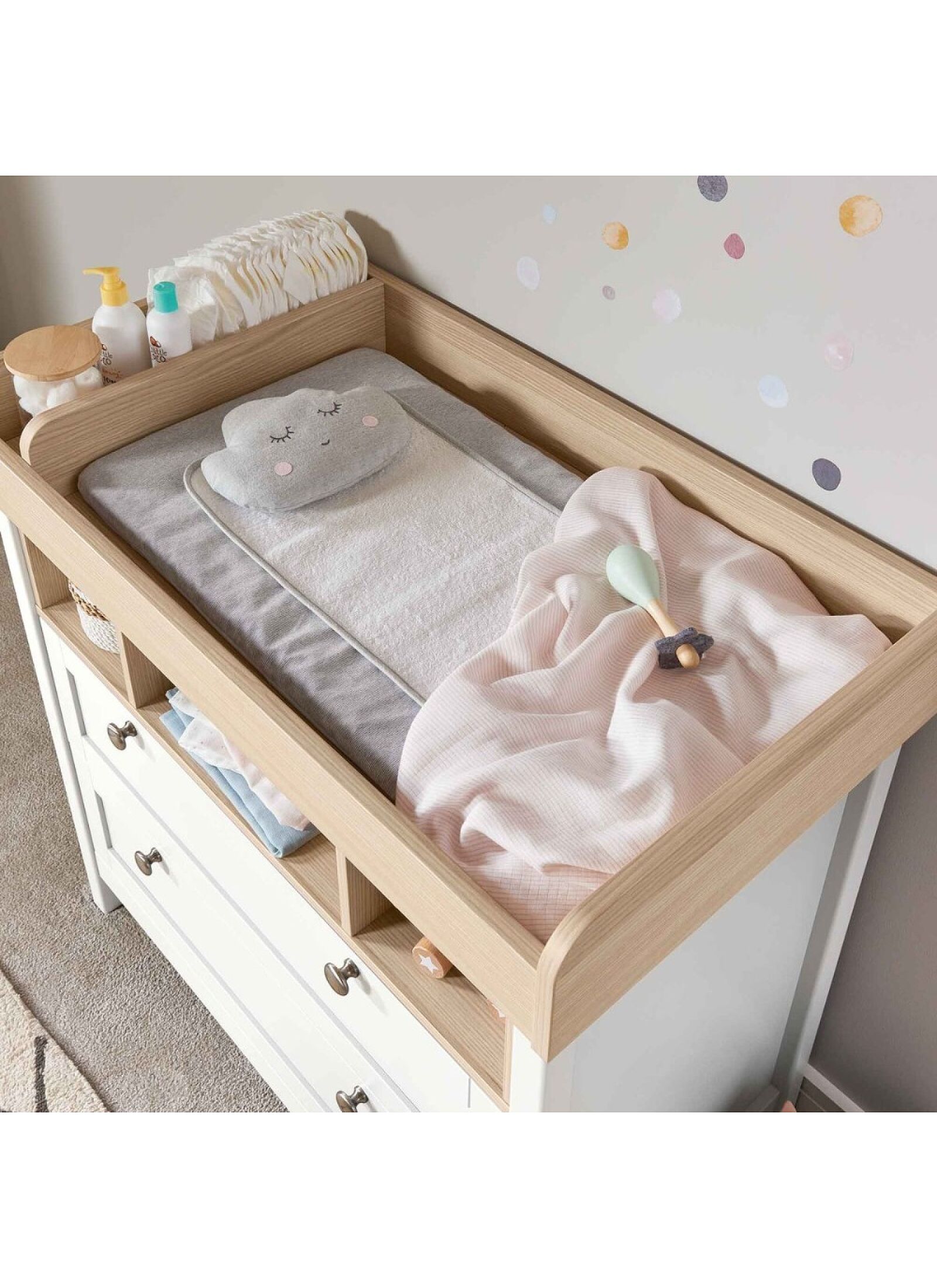 DRESSER-CHANGER UNIT HARWELL WHITE/NATURAL
