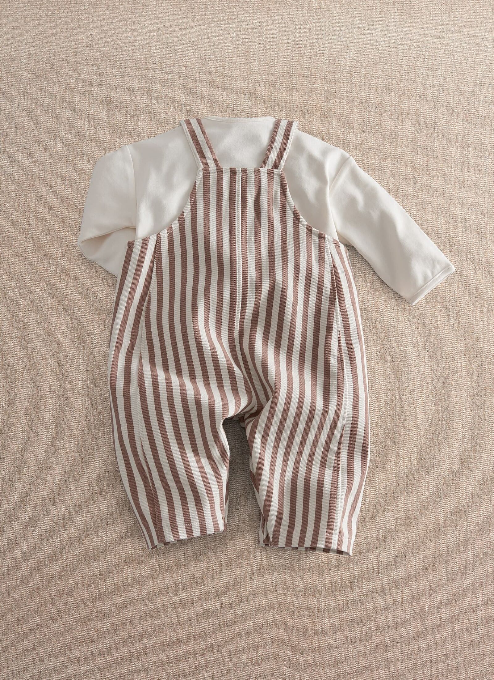 STRIPE OVERALLS AND T-SHIRT SET