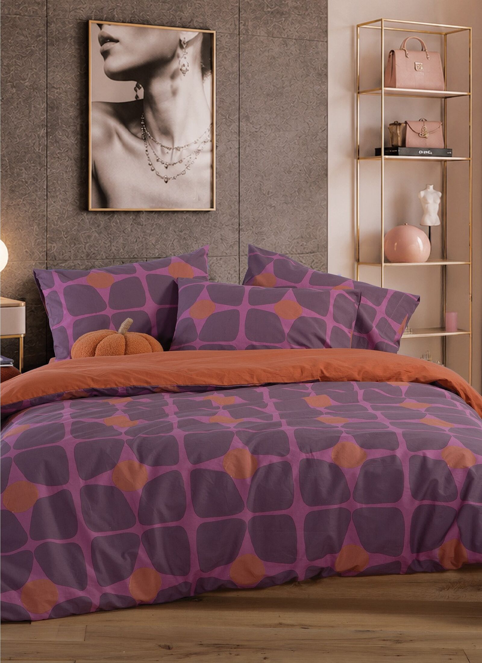 QUEEN DUVET COVER SET CASUAL COREO MAUVE