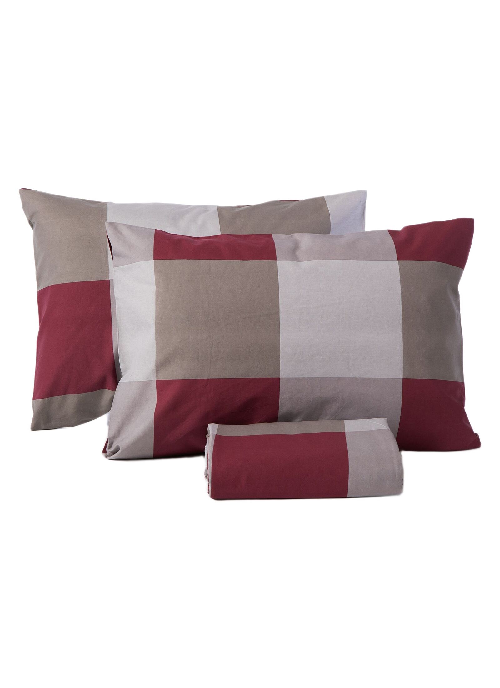 QUEEN DUVET COVER SET CASUAL CHECK BORDO