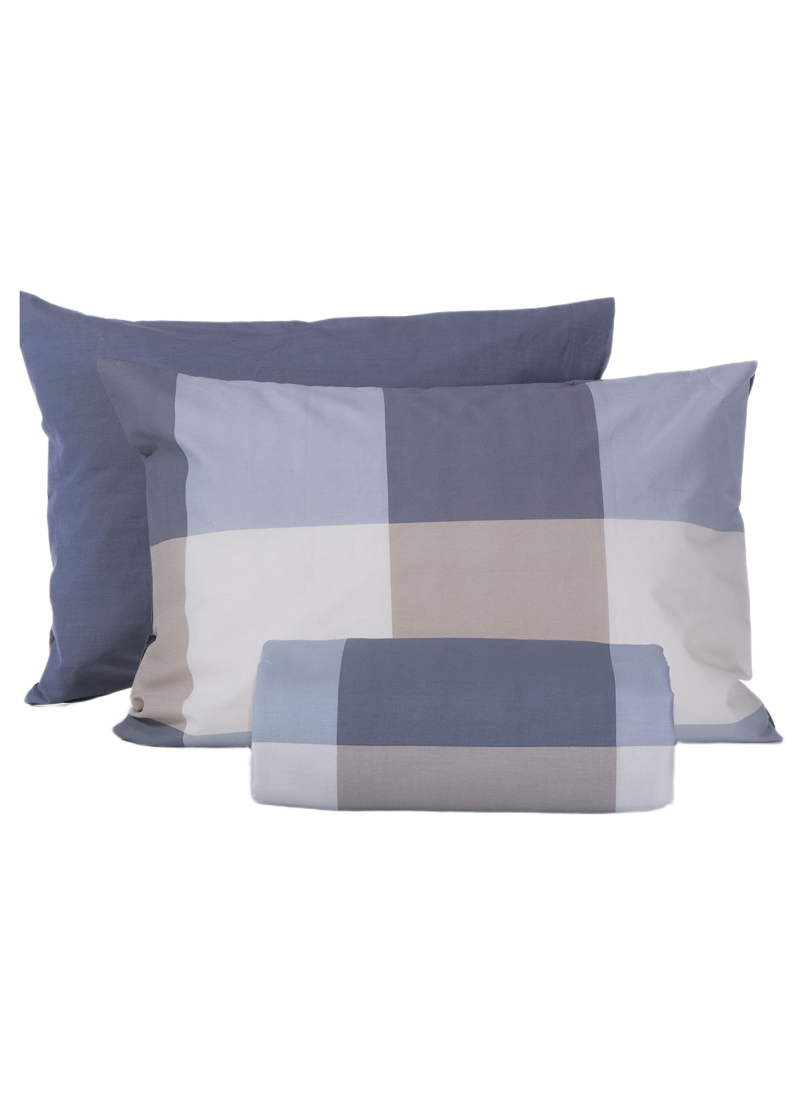 QUEEN DUVET COVER SET CASUAL CHECK DENIM