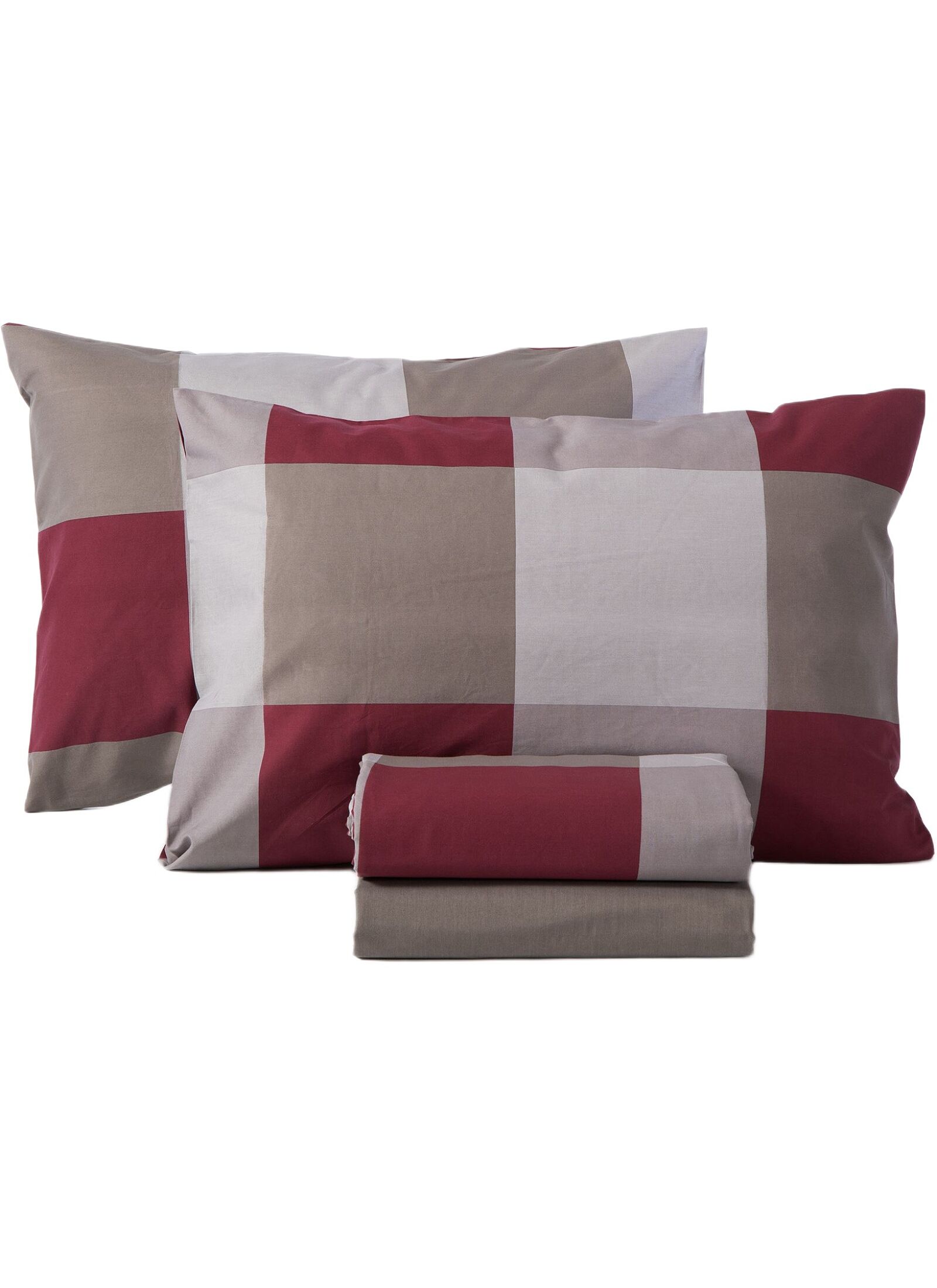 QUEEN SHEET SET CASUAL CHECK BORDO