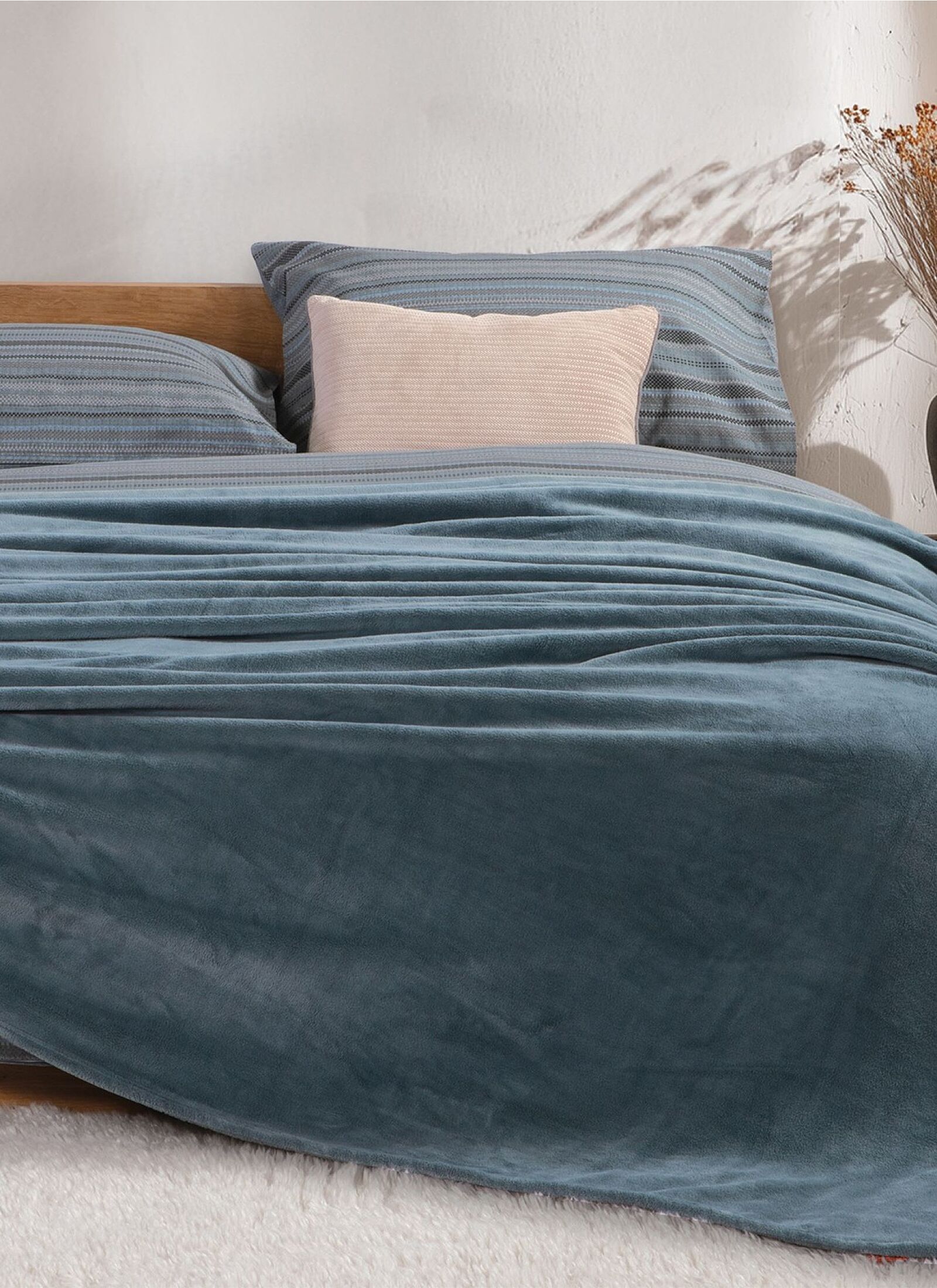 SINGLE BLANKET COZY DUSTY BLUE (160X220)
