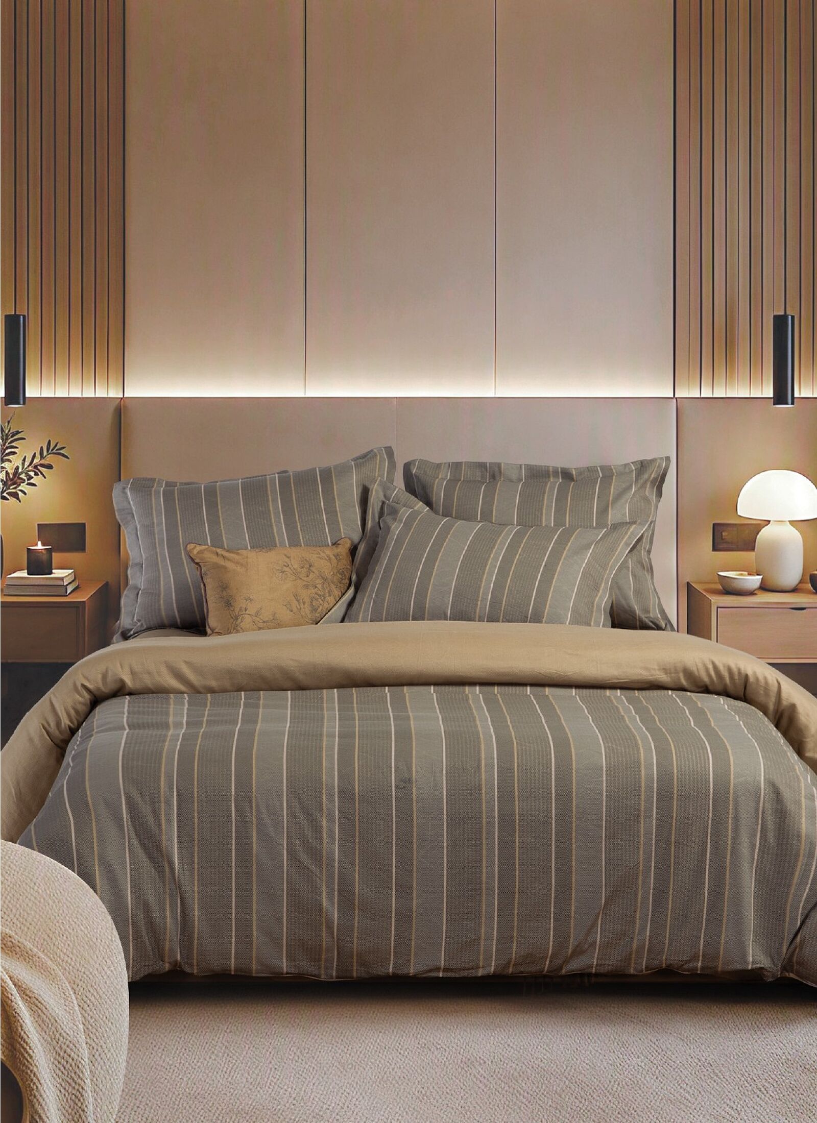 QUEEN SHEET SET DRAFT OLIVE GREY