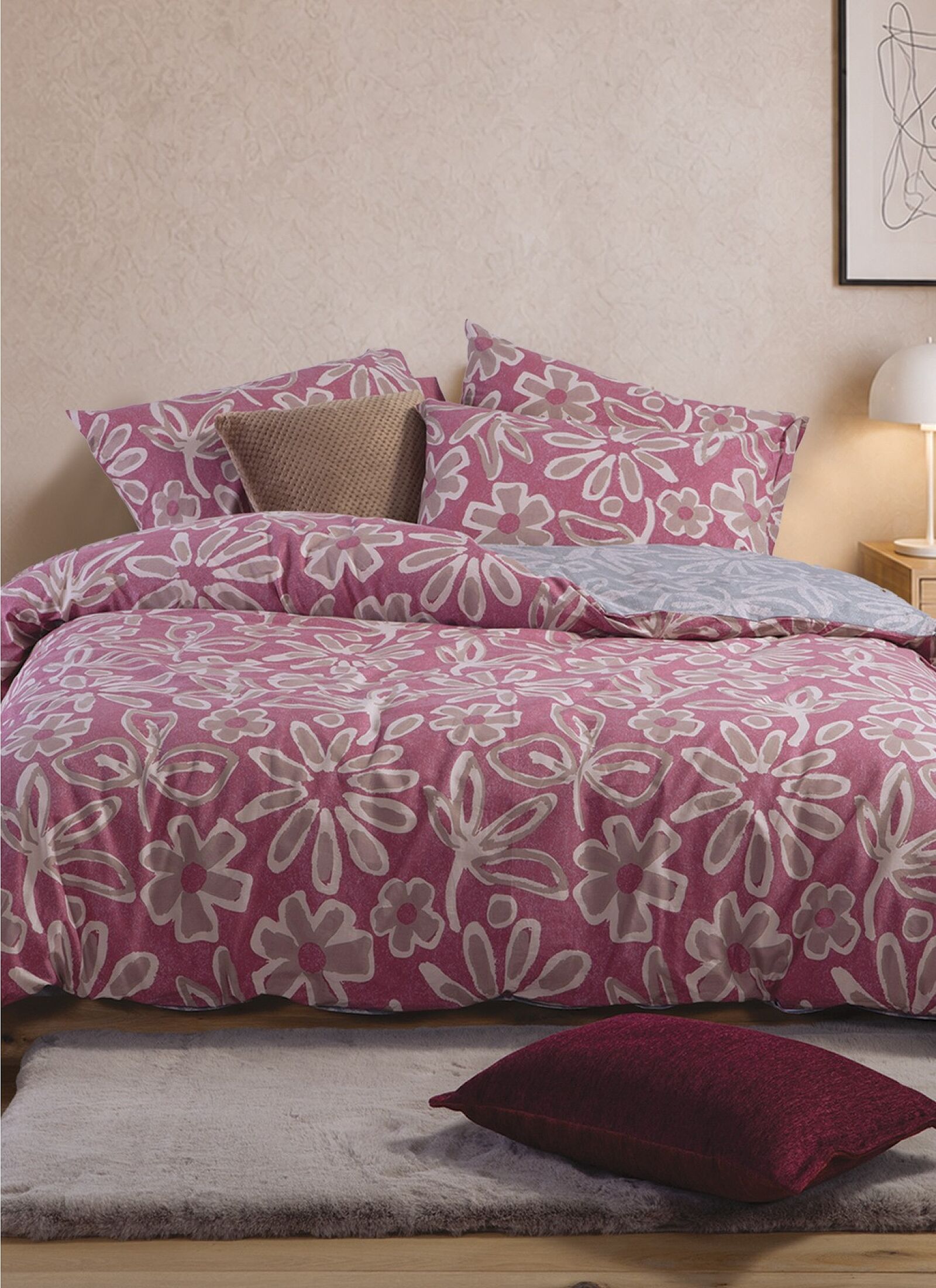 QUEEN DUVET COVER SET HARMONY BORDO