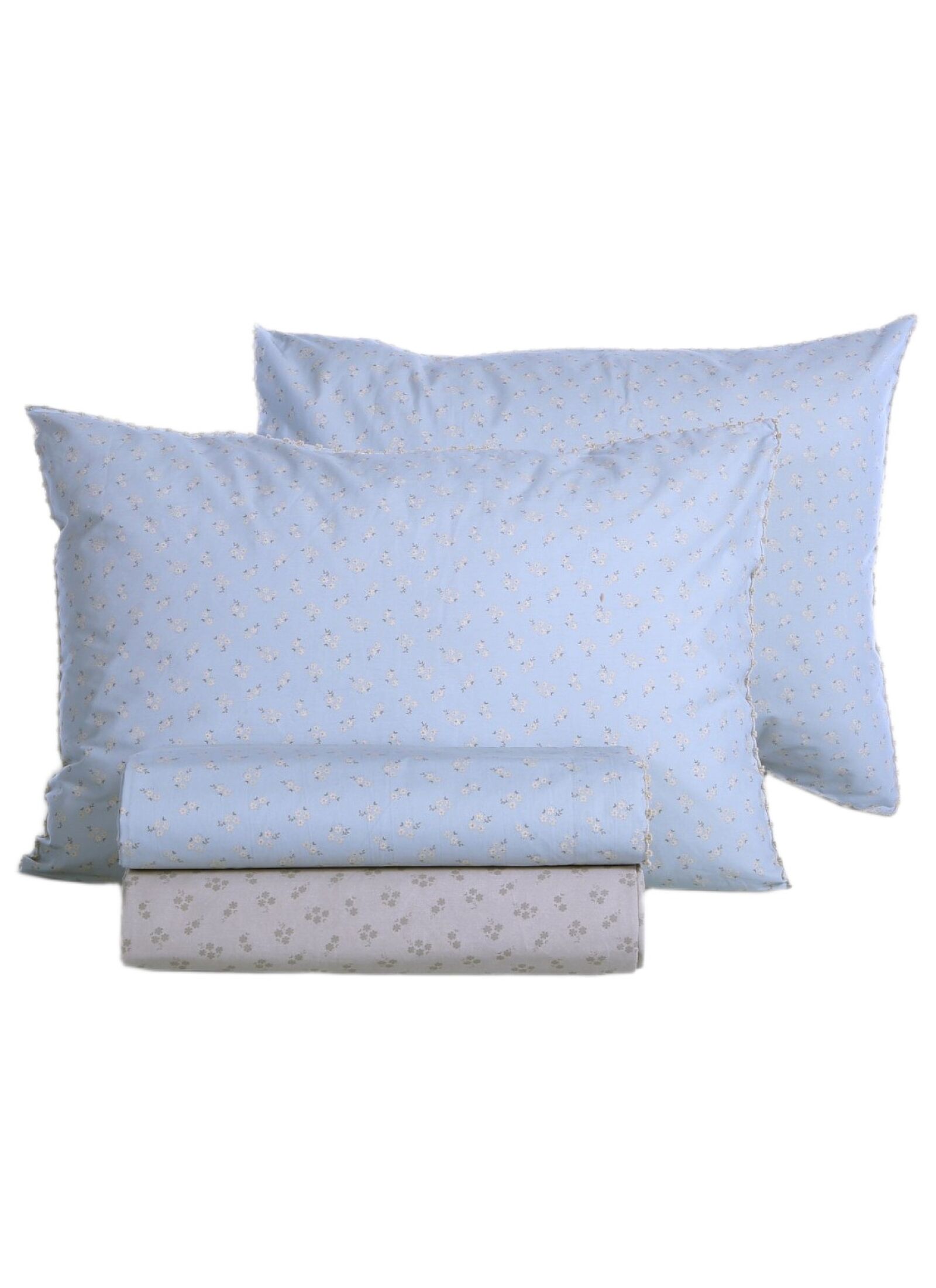 QUEEN SHEET SET JUDITH GREY BLUE