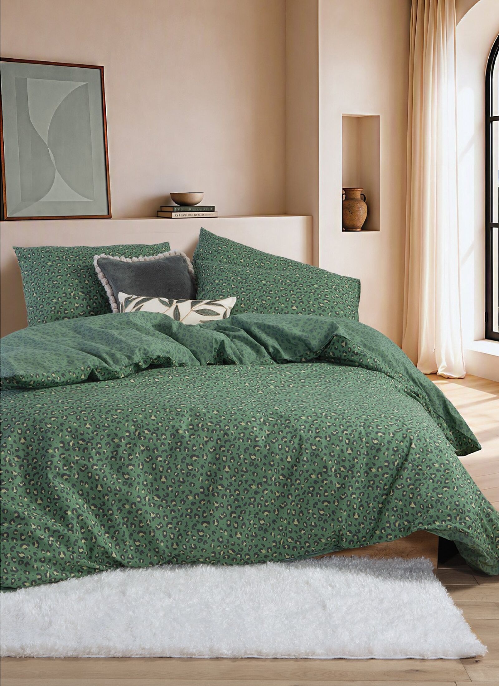QUEEN SHEET SET WILD GREEN