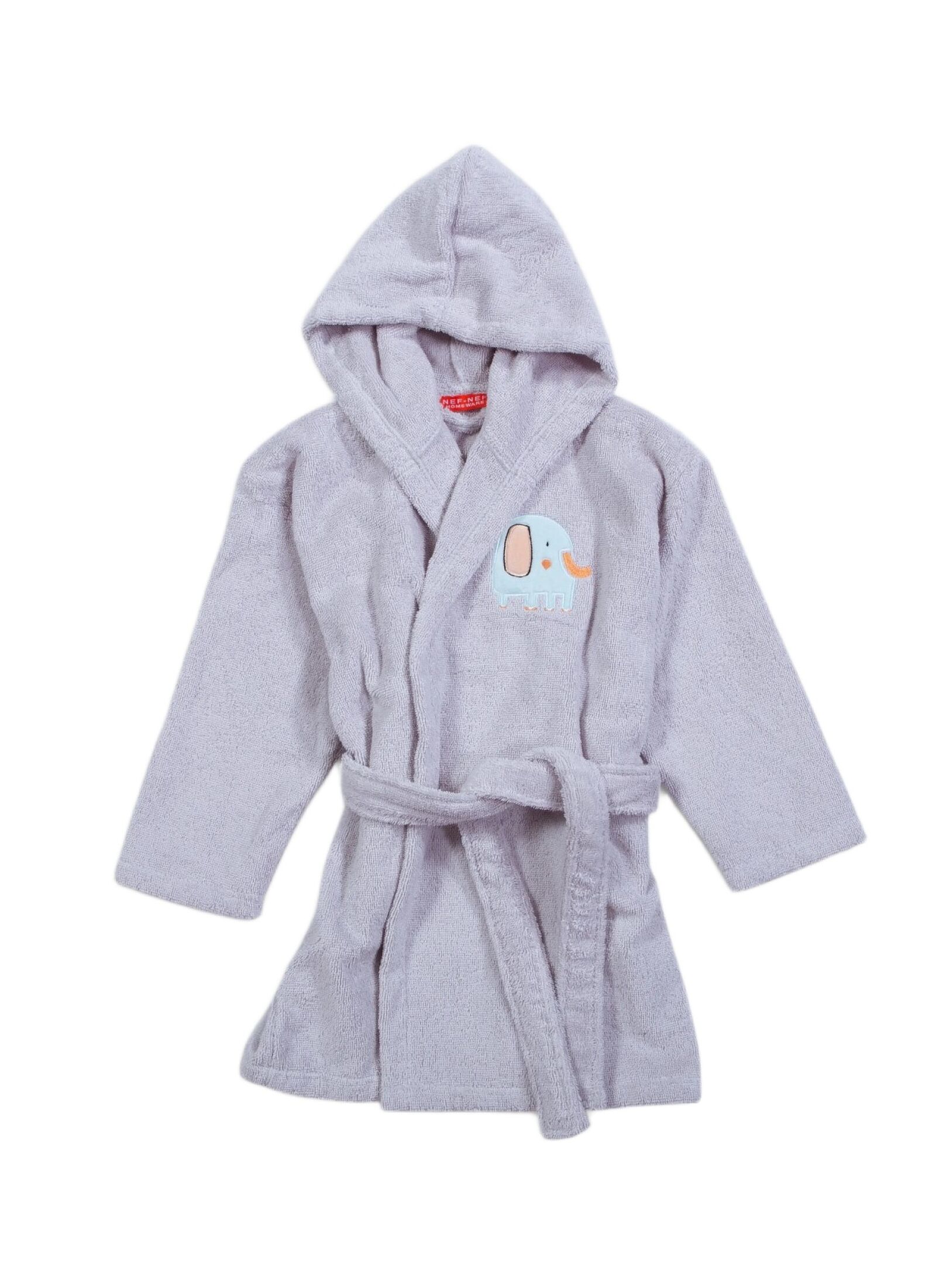 KID'S BATHROBE ELEPHANTS GREY